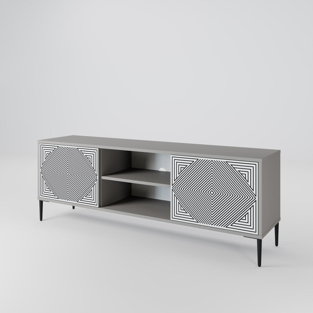 Mueble de TV de 2 puertas POLYGON ILLUSION en acabado gris