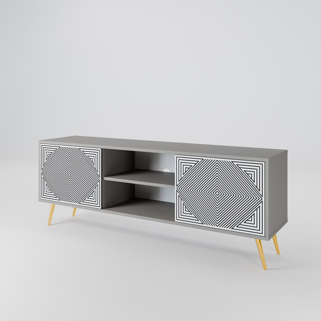 Mueble de TV de 2 puertas POLYGON ILLUSION en acabado gris