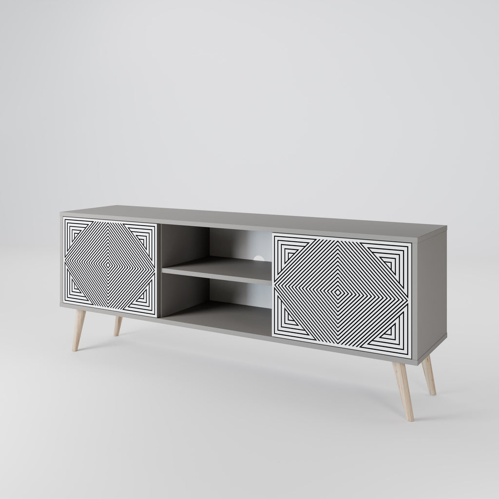 Mueble de TV de 2 puertas POLYGON ILLUSION en acabado gris