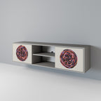 BROWN CIRCLES Mueble de TV de 2 Puertas en Acabado Gris