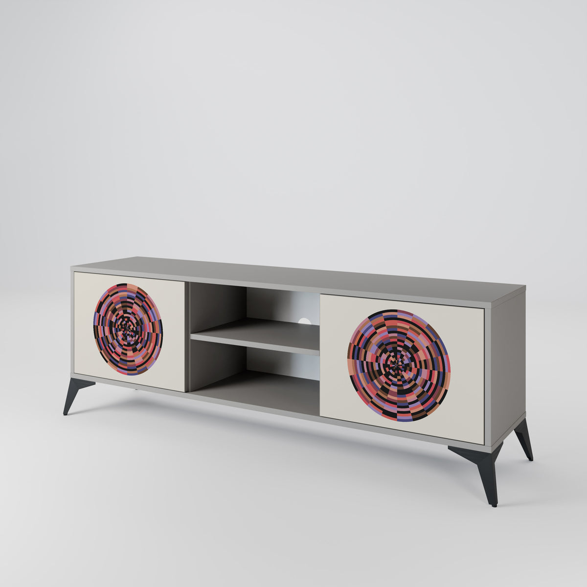 BROWN CIRCLES Mueble de TV de 2 Puertas
