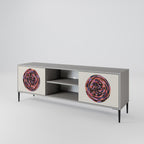 BROWN CIRCLES Mueble de TV de 2 Puertas en Acabado Gris