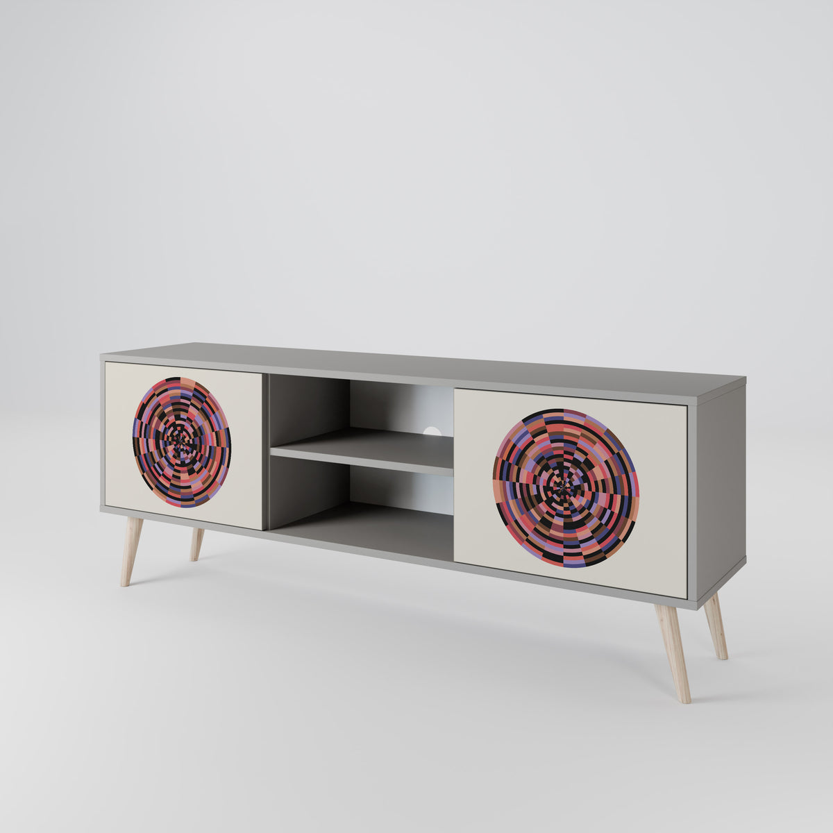 BROWN CIRCLES Mueble de TV de 2 Puertas