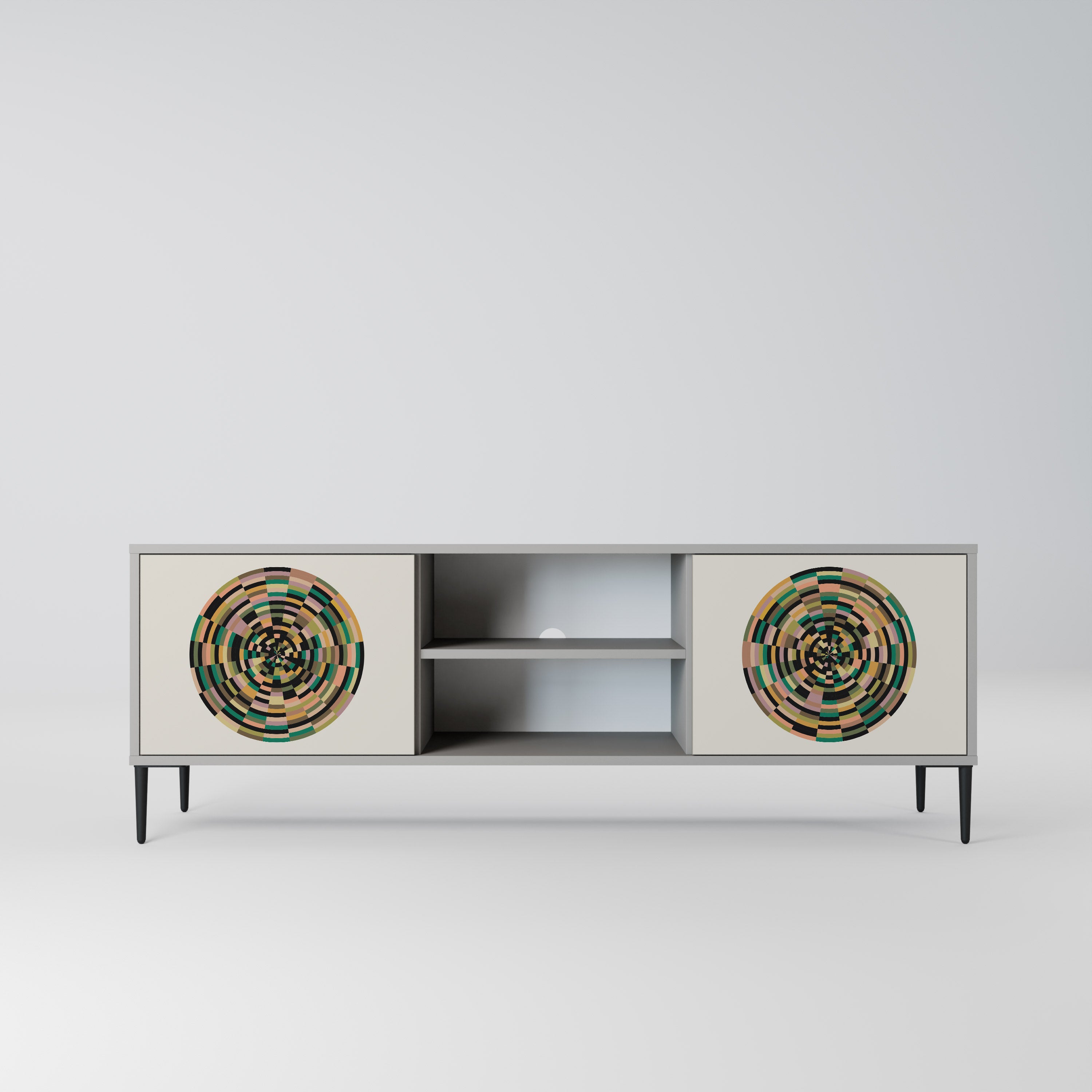 Mueble de TV de 2 puertas GREEN CIRCLES en acabado gris