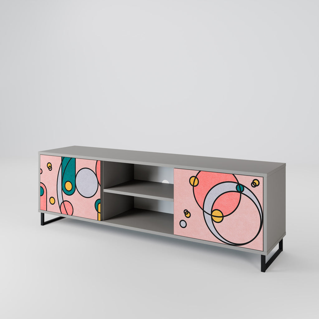 Mueble de TV de 2 puertas GOSSAMER ECHOES en acabado gris