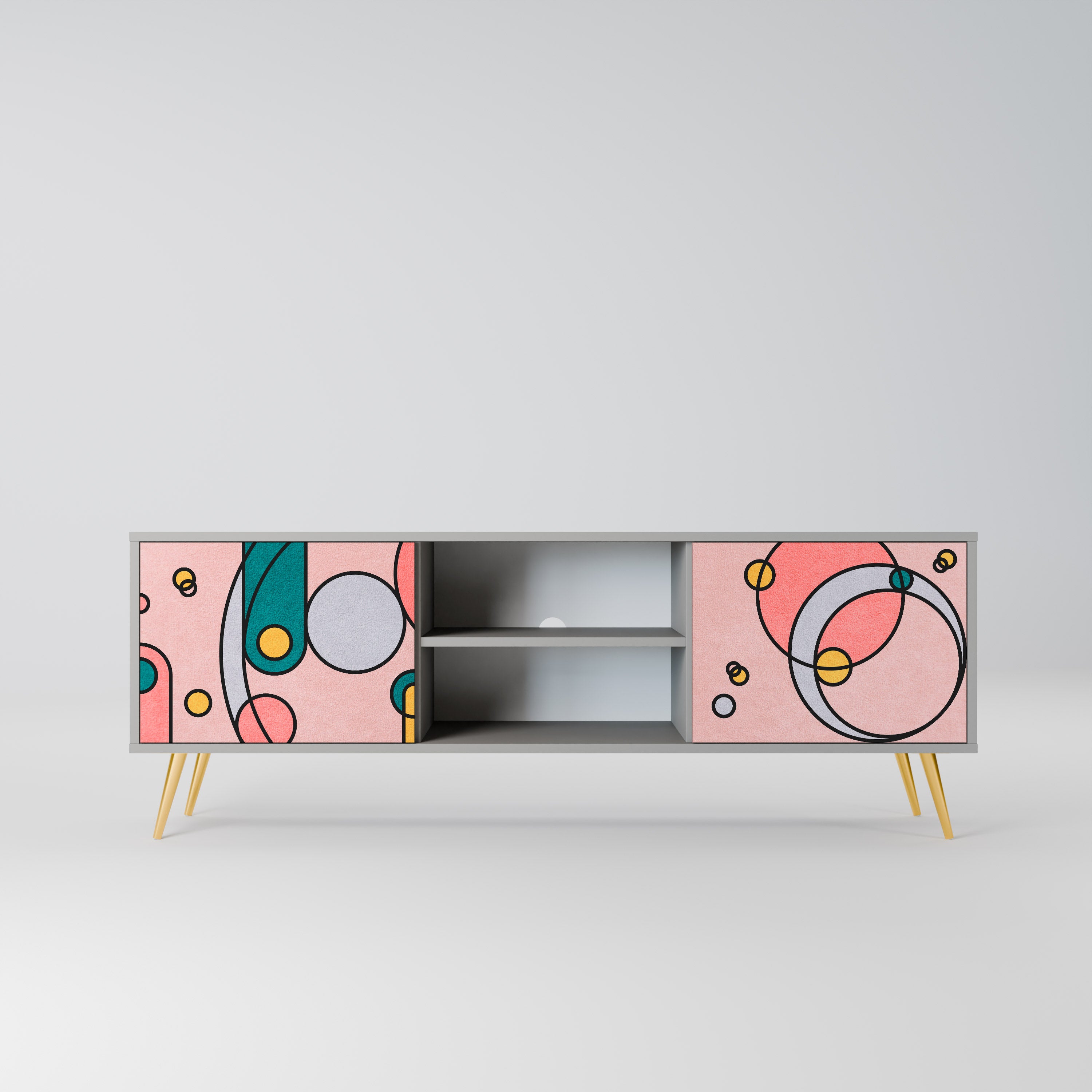 Mueble de TV de 2 puertas GOSSAMER ECHOES en acabado gris