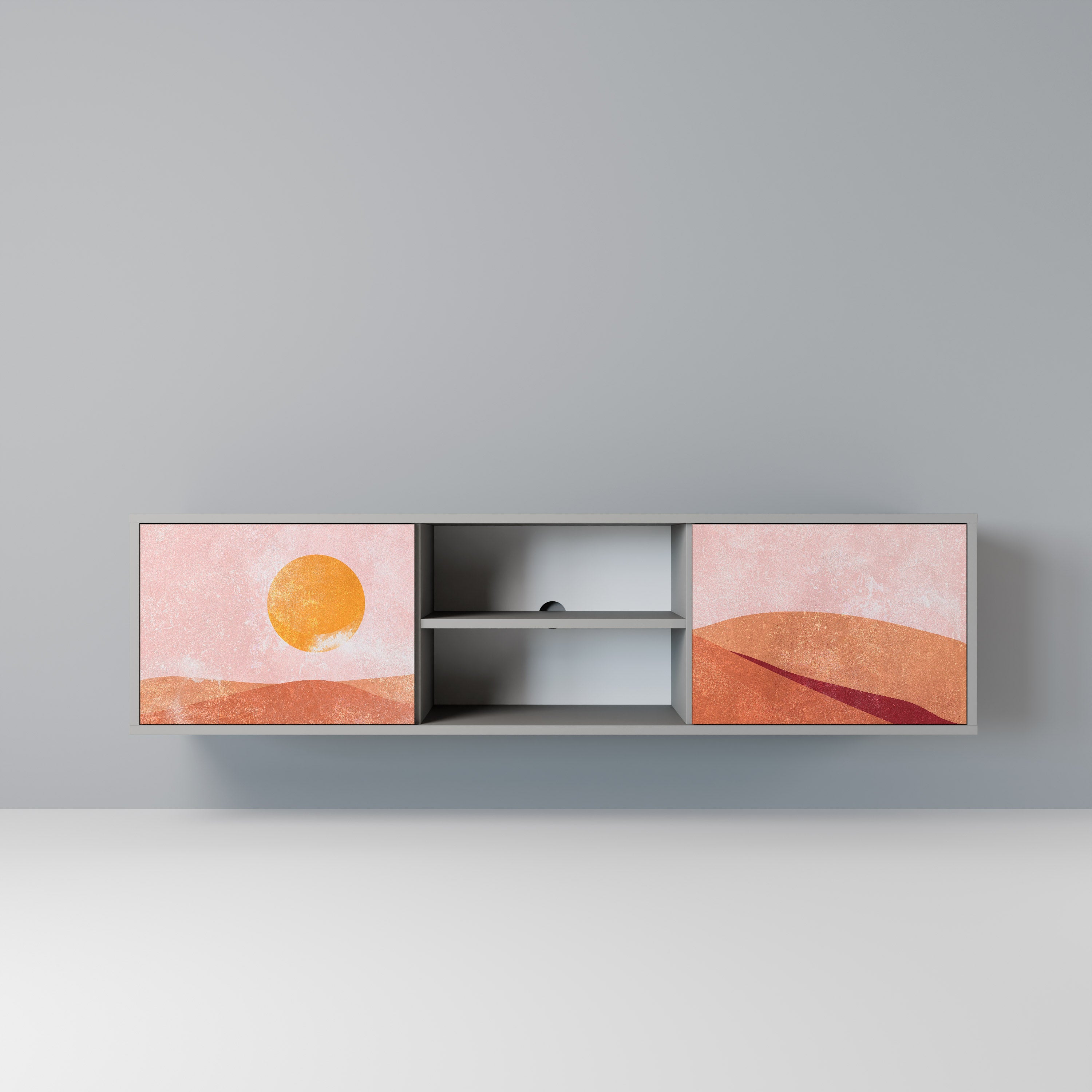 Mueble de TV de 2 puertas LUMINOUS SUNLIGHT en acabado gris