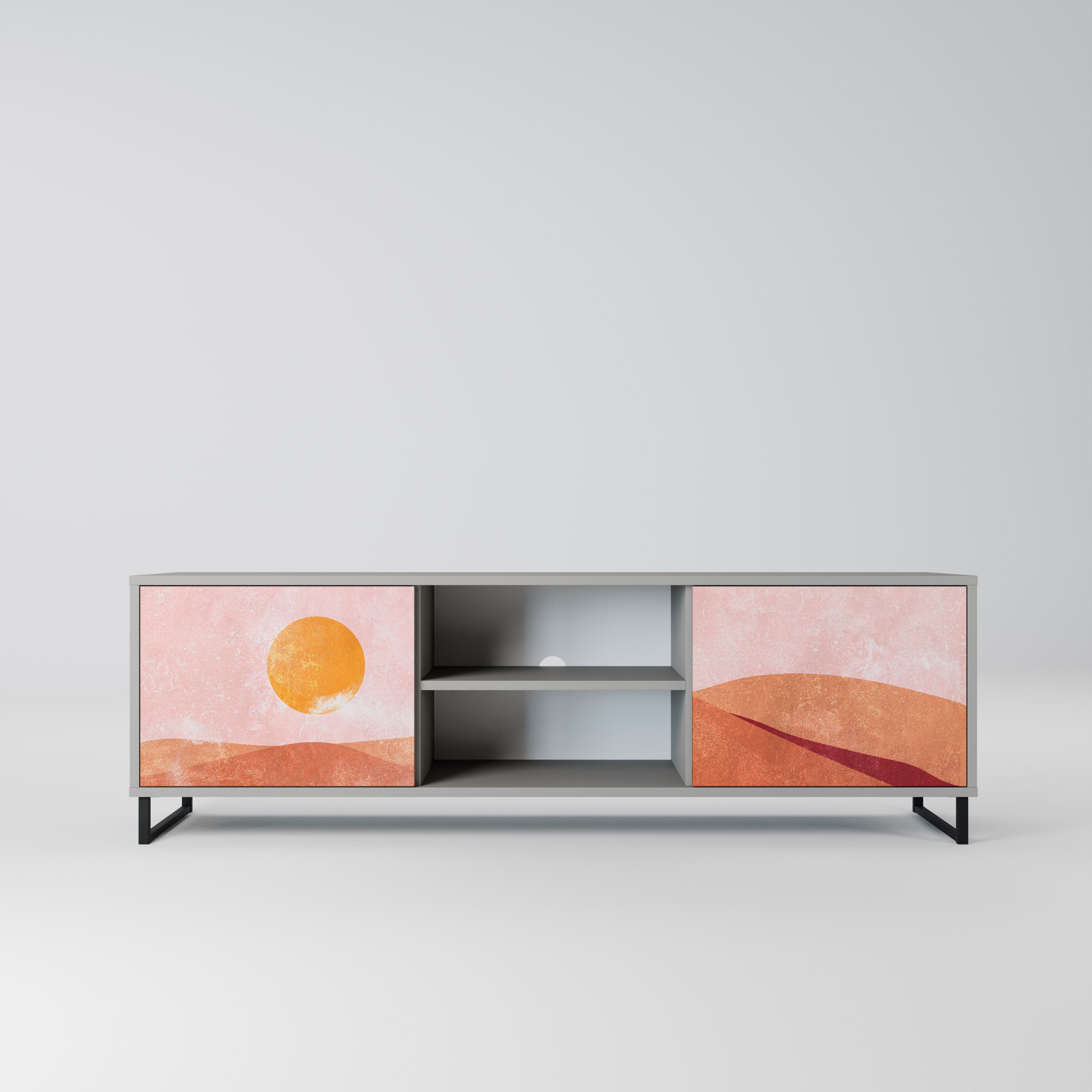 Mueble de TV de 2 puertas LUMINOUS SUNLIGHT en acabado gris