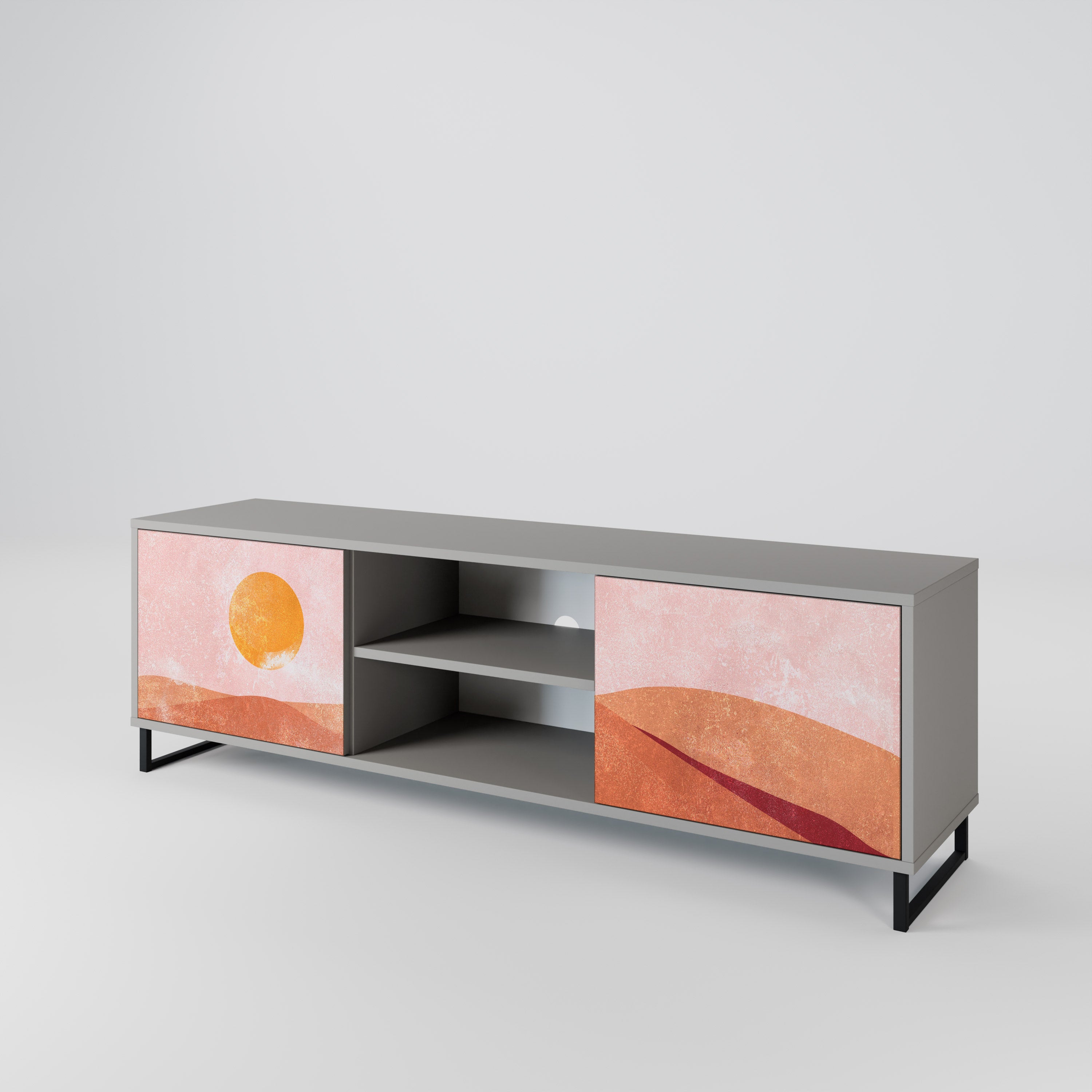 Mueble de TV de 2 puertas LUMINOUS SUNLIGHT en acabado gris