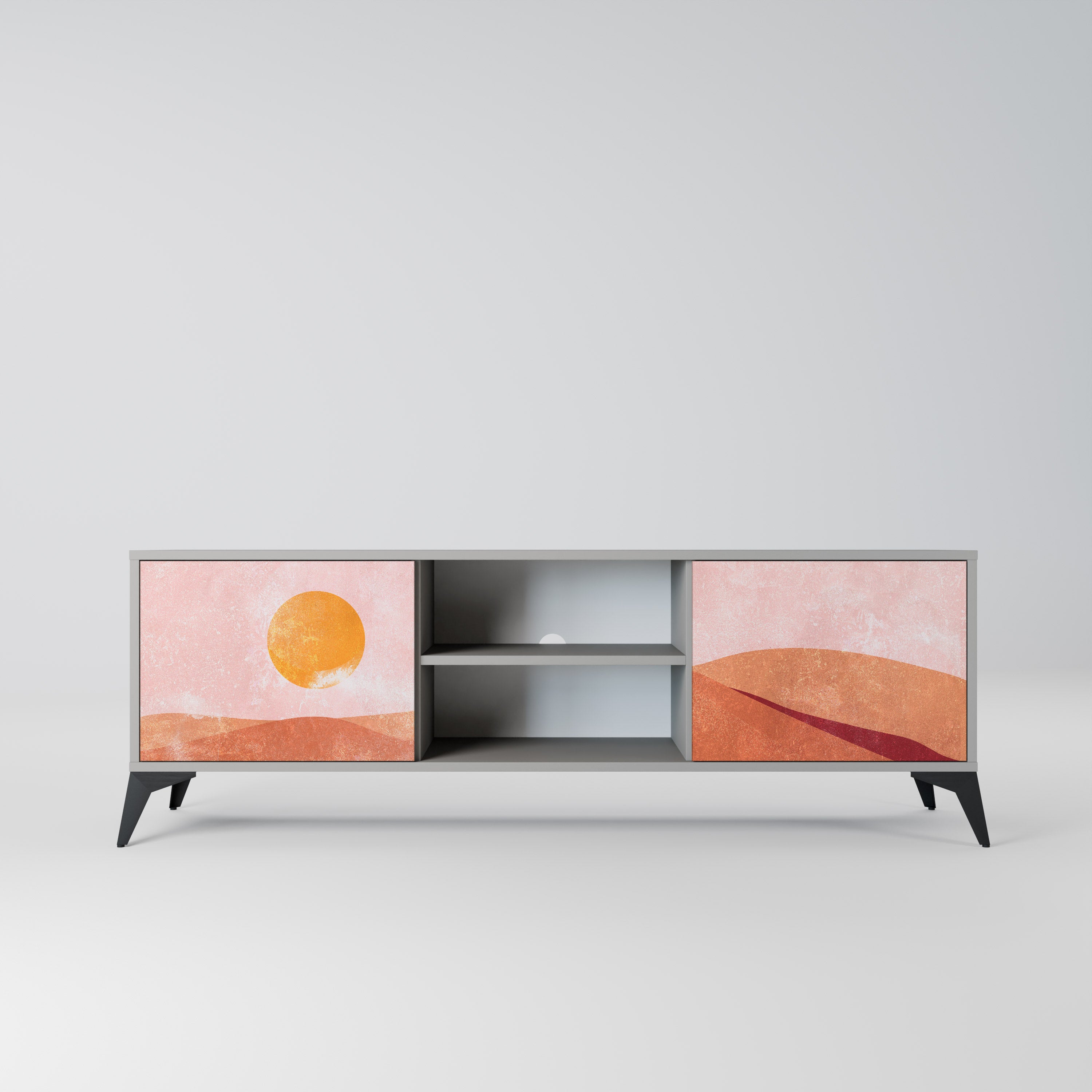 Mueble de TV de 2 puertas LUMINOUS SUNLIGHT en acabado gris