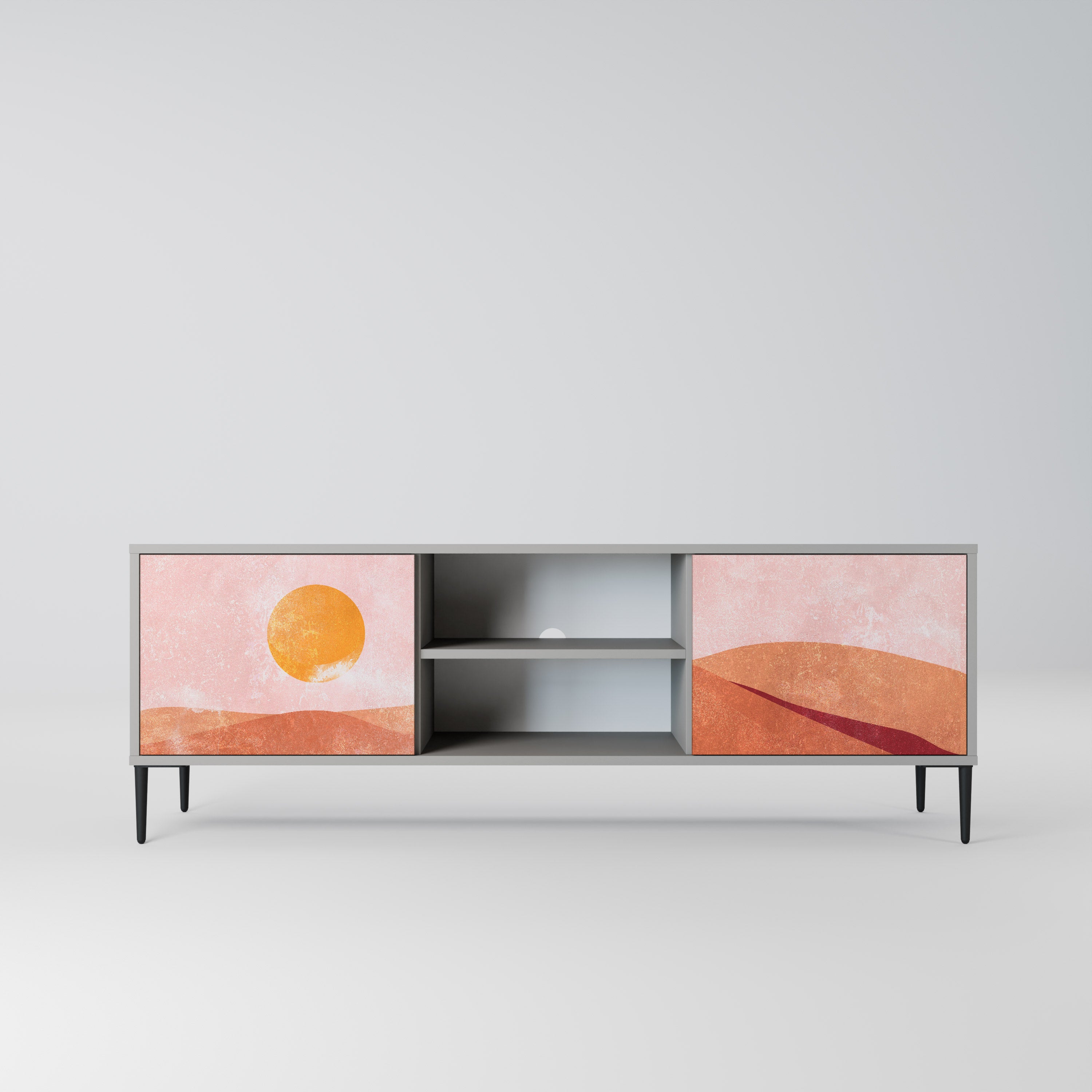 Mueble de TV de 2 puertas LUMINOUS SUNLIGHT en acabado gris