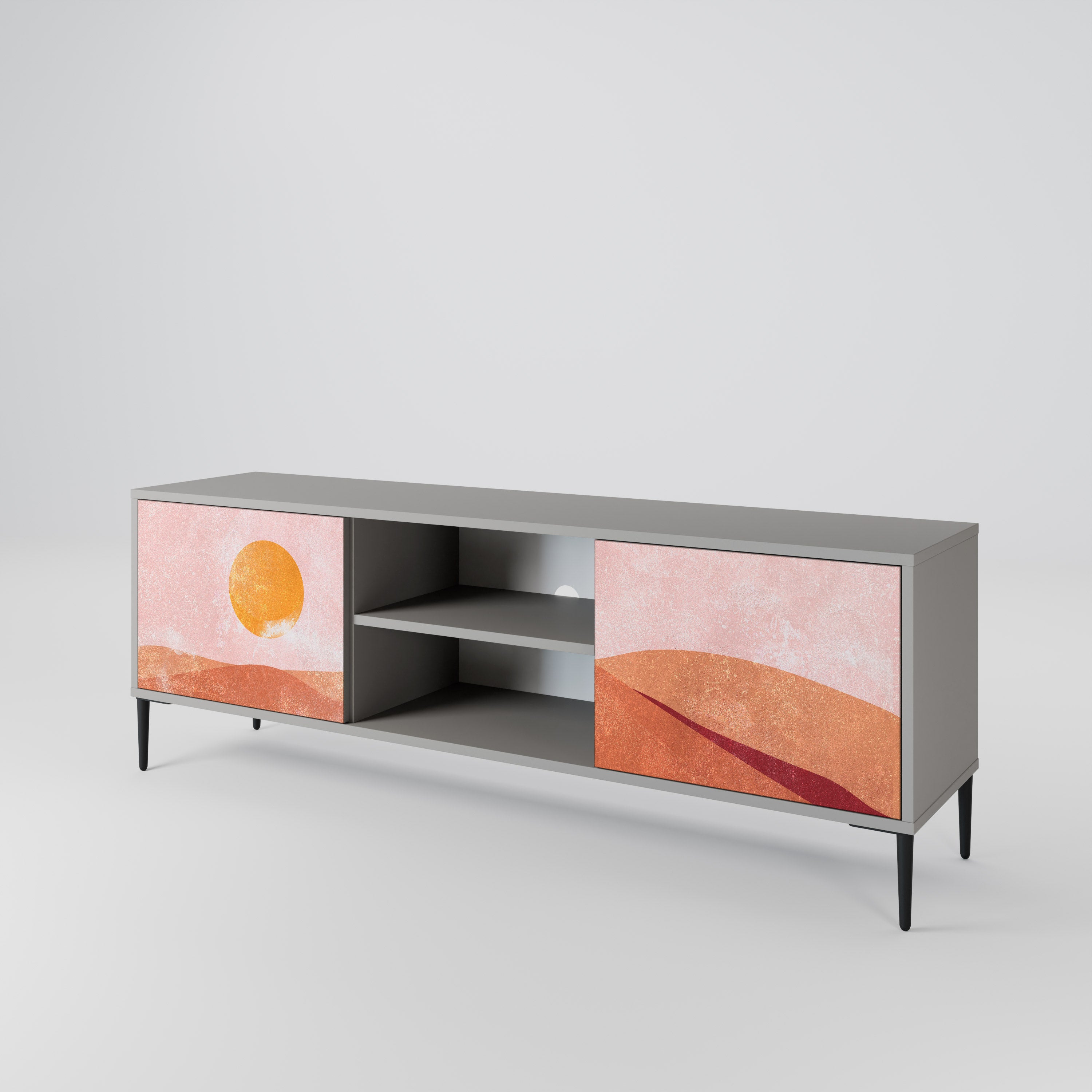 Mueble de TV de 2 puertas LUMINOUS SUNLIGHT en acabado gris