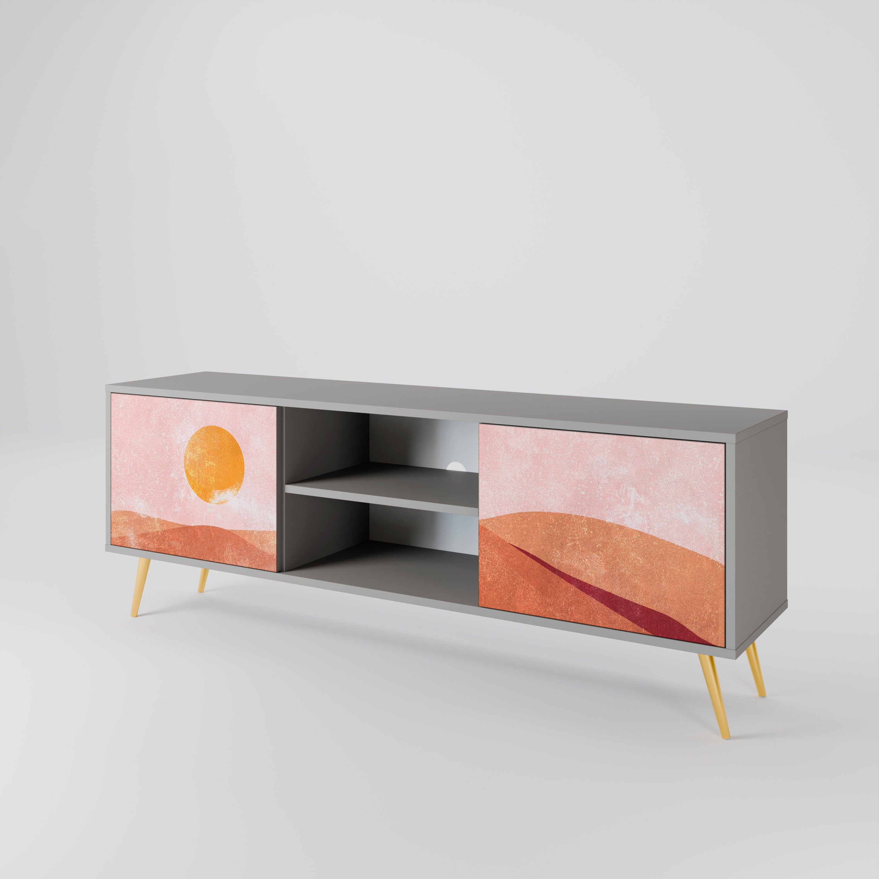 Mueble de TV de 2 puertas LUMINOUS SUNLIGHT en acabado gris