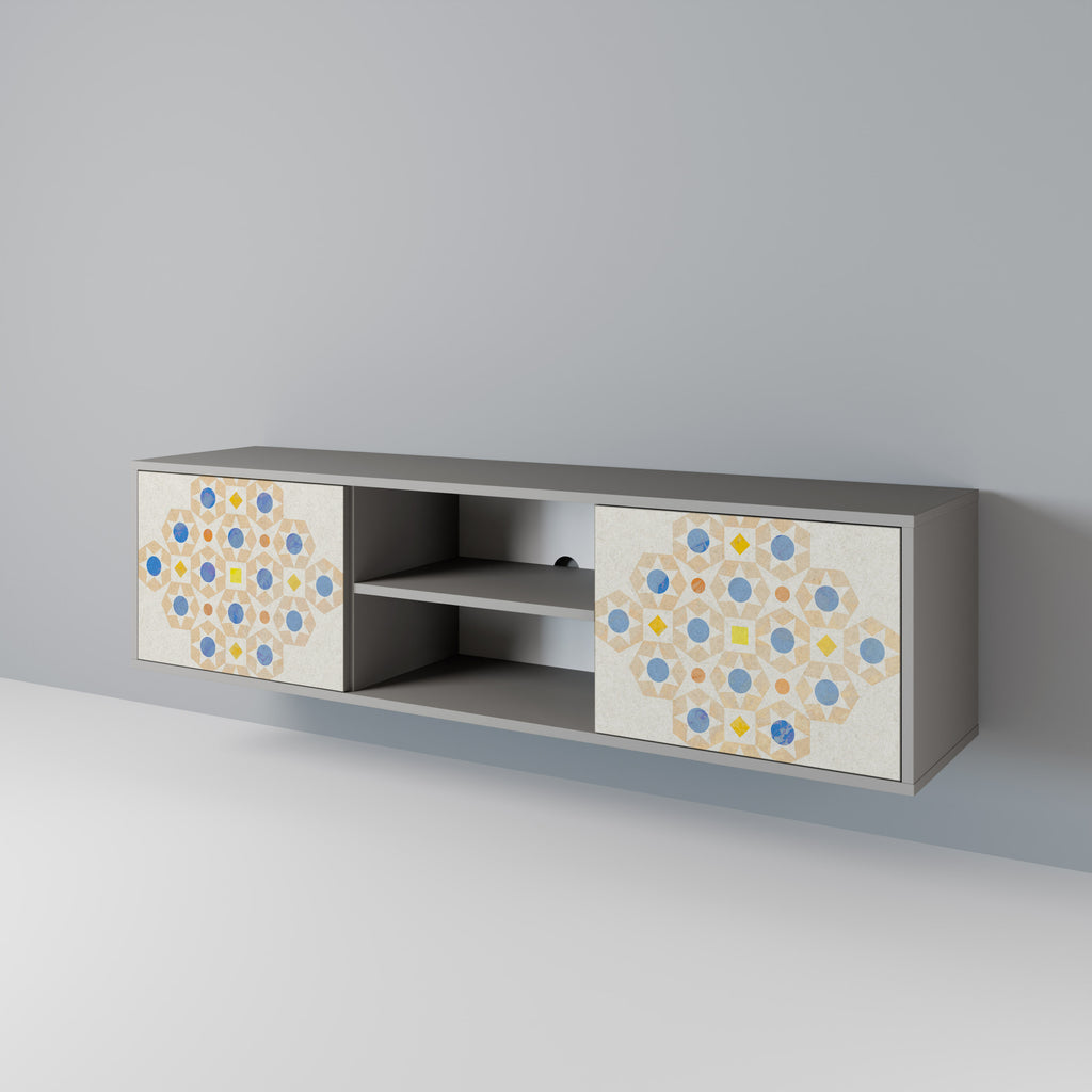 Mueble de TV de 2 puertas PATTERNED PRISM en acabado gris