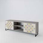 PATTERNED PRISM 2-Door TV Stand in Grey Finish