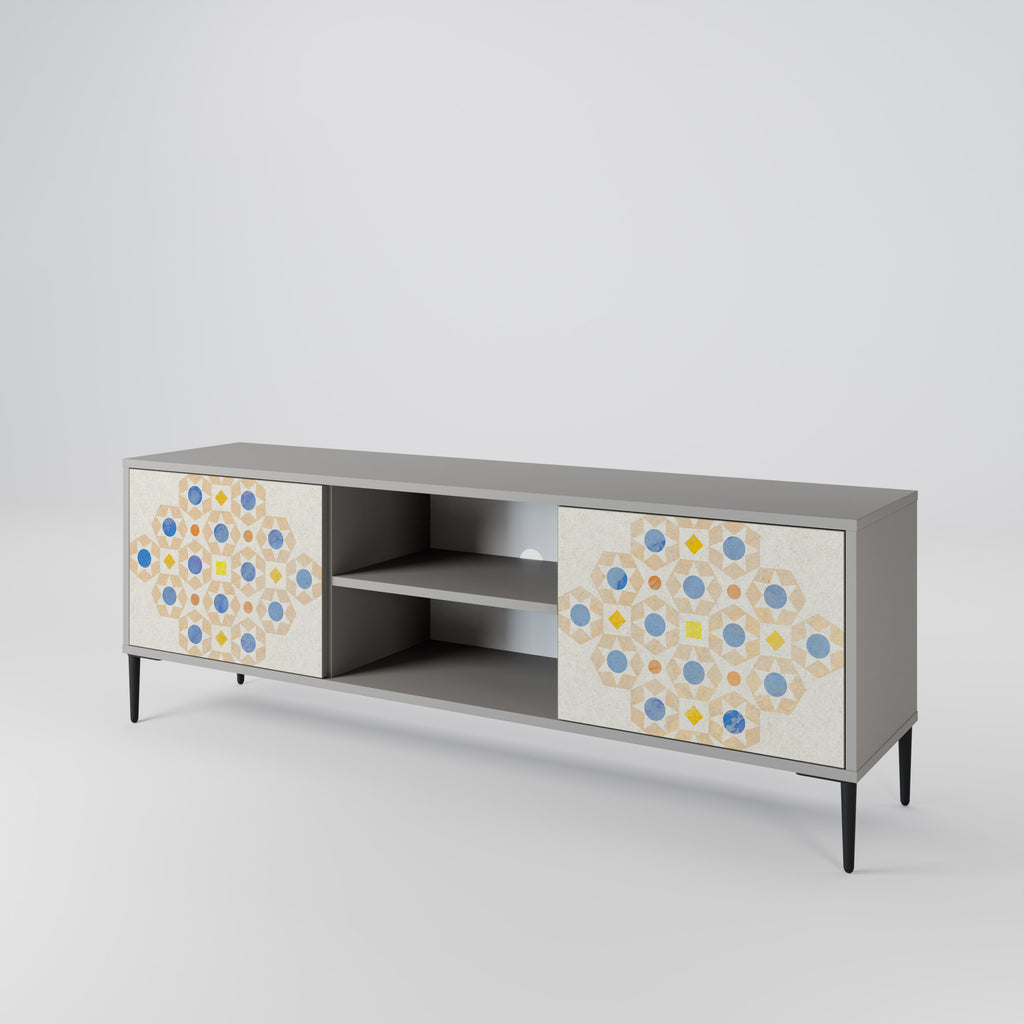 Mueble de TV de 2 puertas PATTERNED PRISM en acabado gris