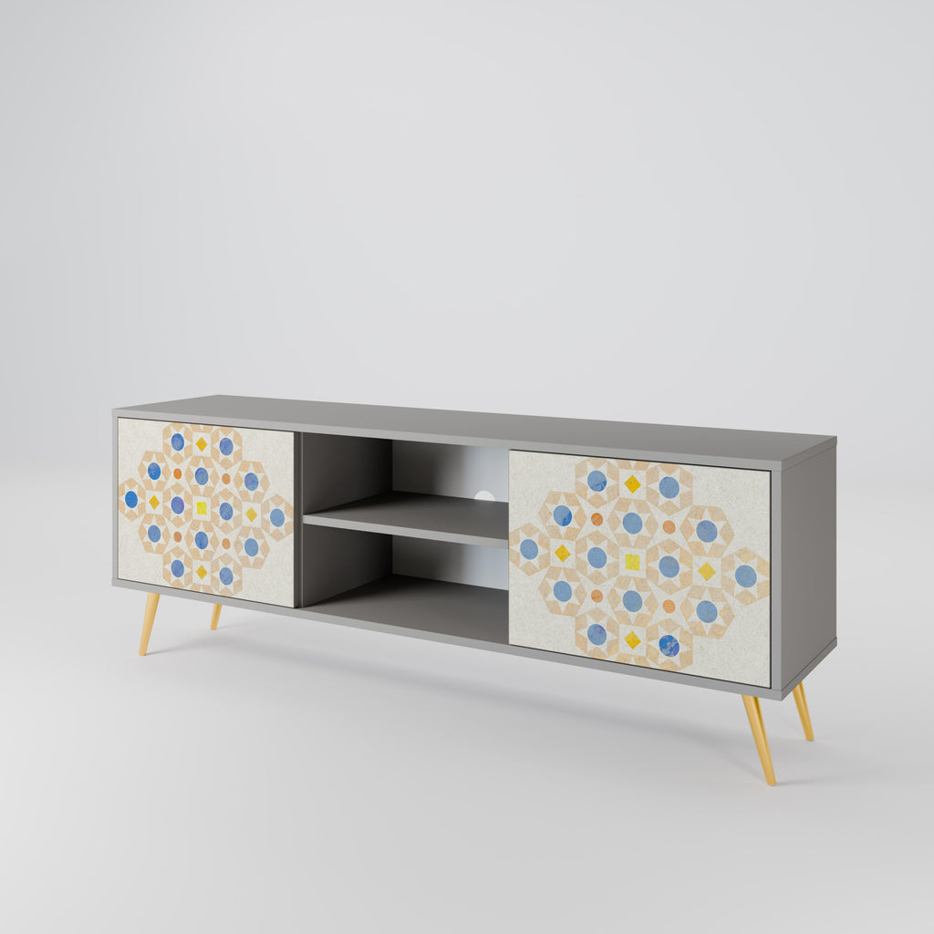 Mueble de TV de 2 puertas PATTERNED PRISM en acabado gris
