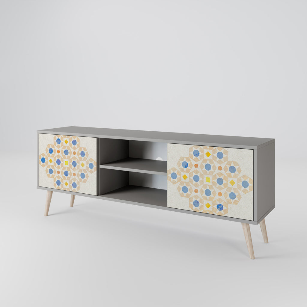 Mueble de TV de 2 puertas PATTERNED PRISM en acabado gris