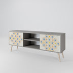 PATTERNED PRISM 2-Door TV Stand in Grey Finish