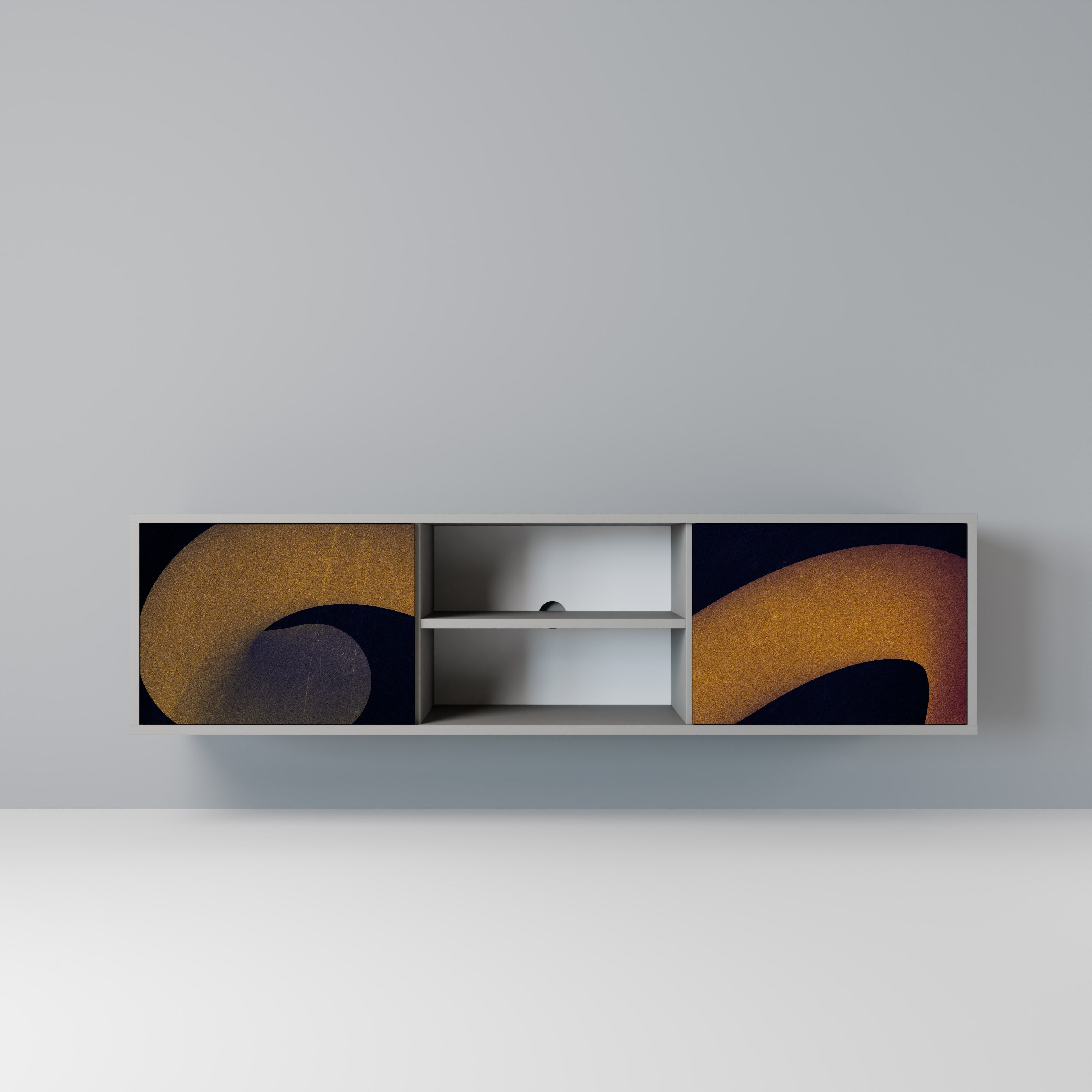 Mueble de TV HOLLOW TIME de 2 puertas en acabado gris