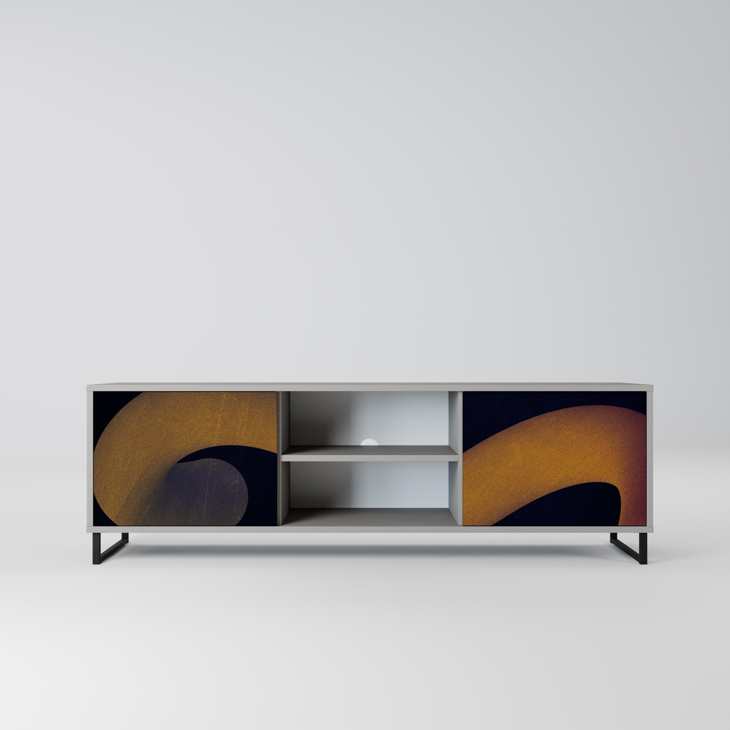 Mueble de TV HOLLOW TIME de 2 puertas en acabado gris