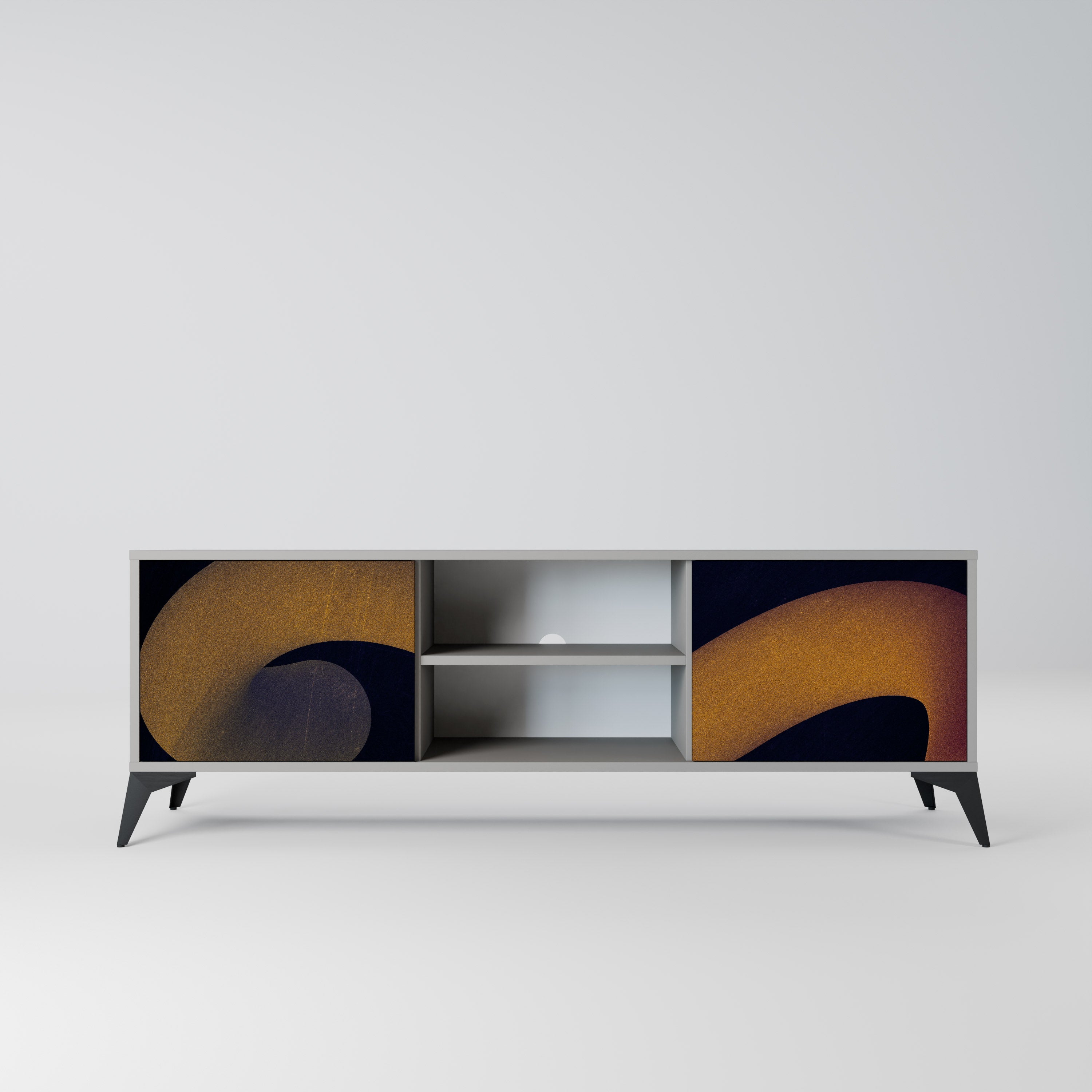 Mueble de TV HOLLOW TIME de 2 puertas en acabado gris