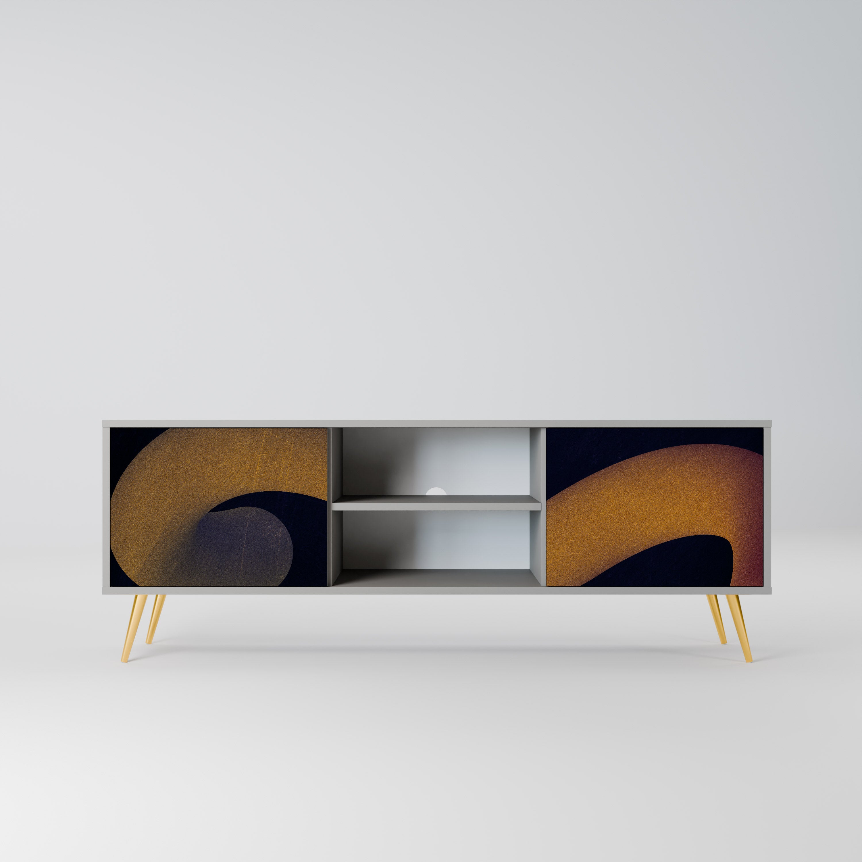 Mueble de TV HOLLOW TIME de 2 puertas en acabado gris