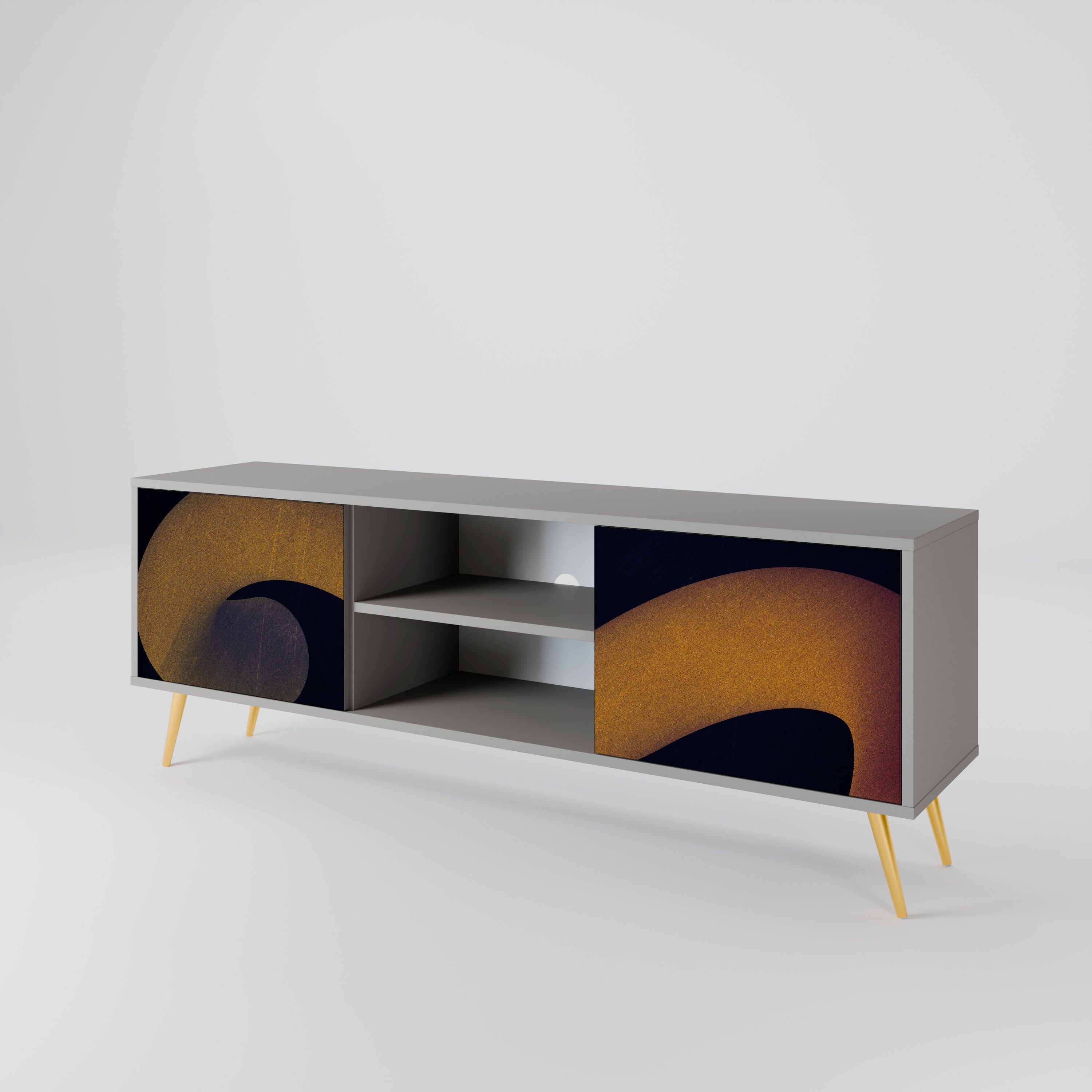 Mueble de TV HOLLOW TIME de 2 puertas en acabado gris