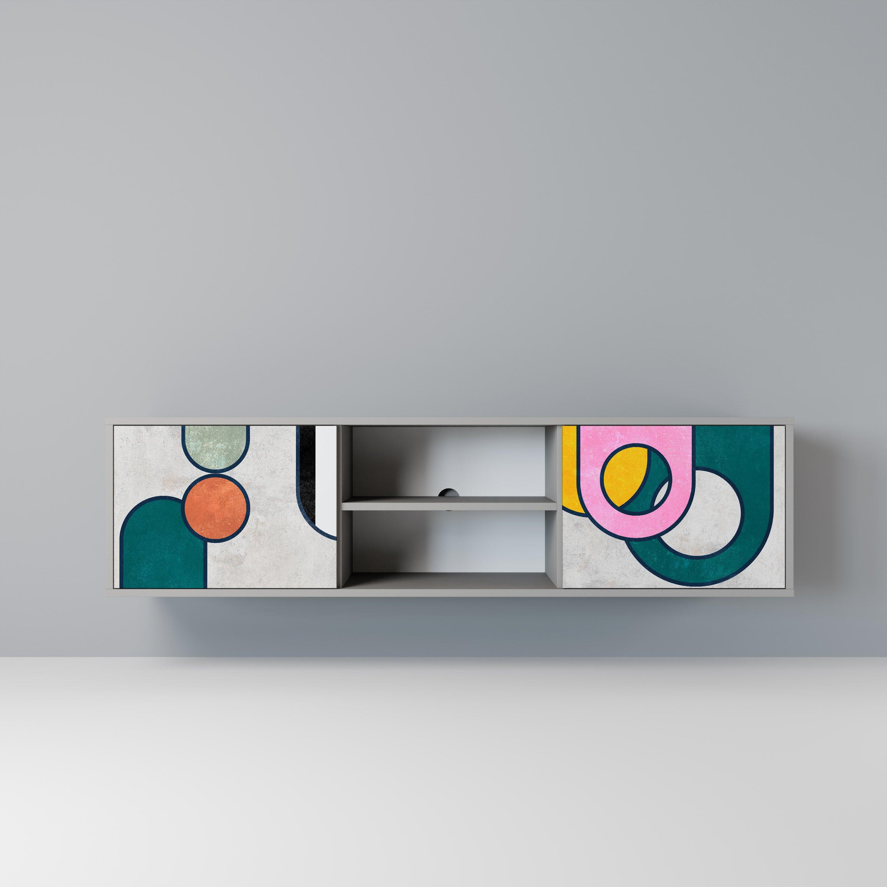 Mueble de TV de 2 puertas COOL STORY en acabado gris