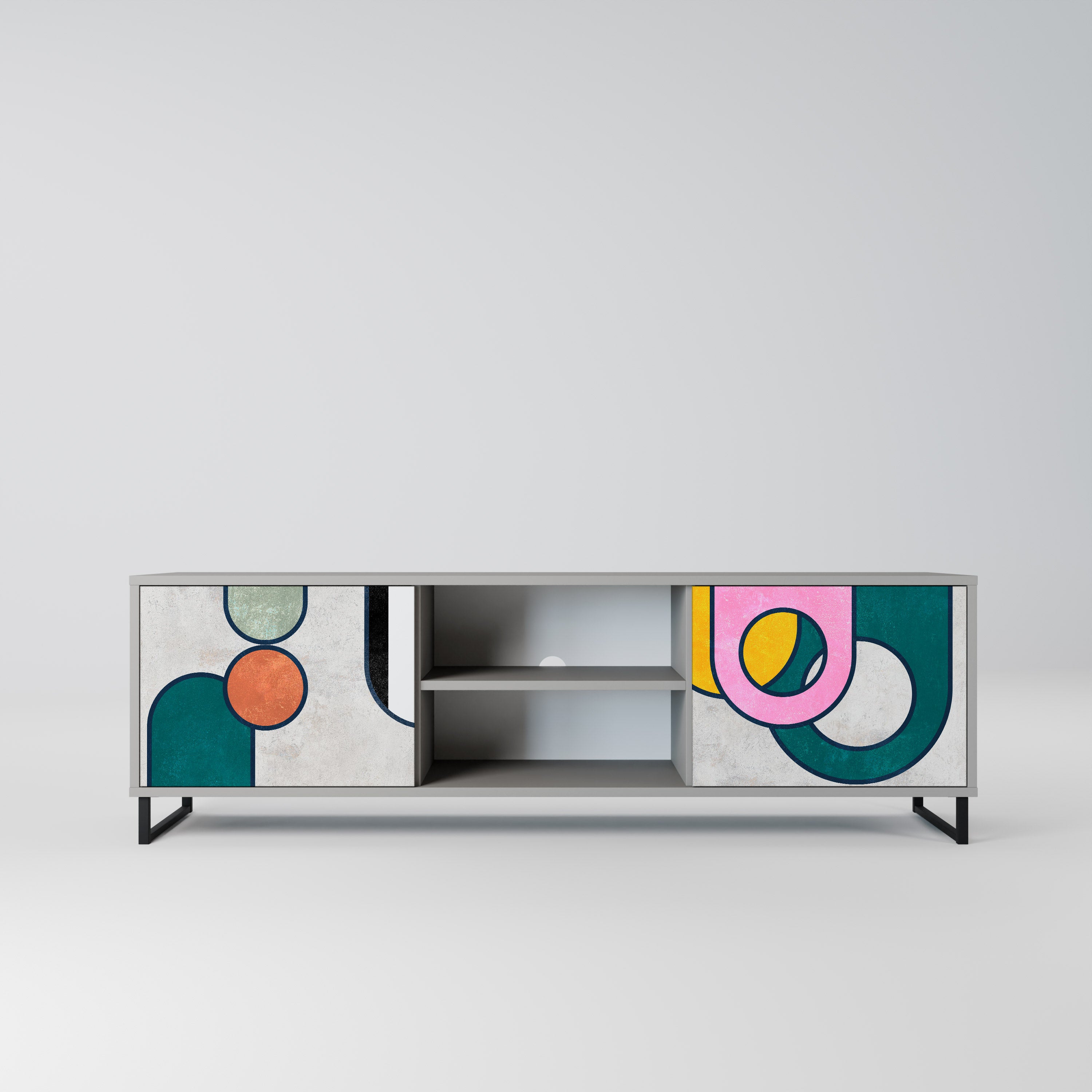 Mueble de TV de 2 puertas COOL STORY en acabado gris