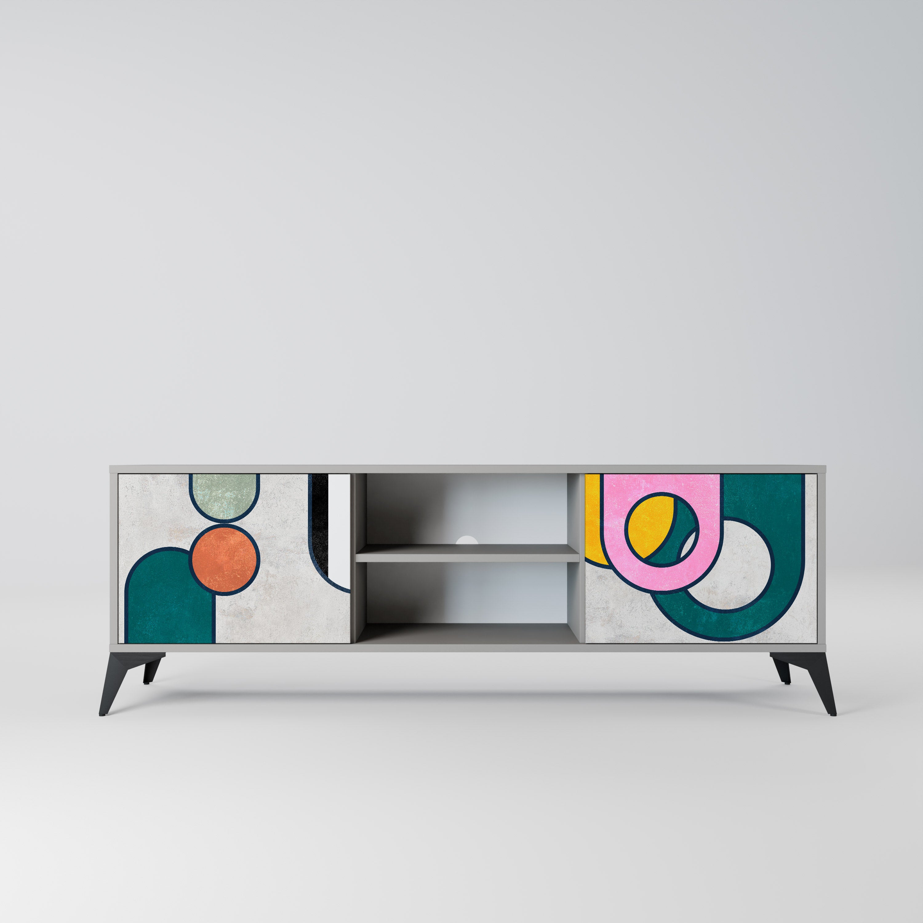 Mueble de TV de 2 puertas COOL STORY en acabado gris