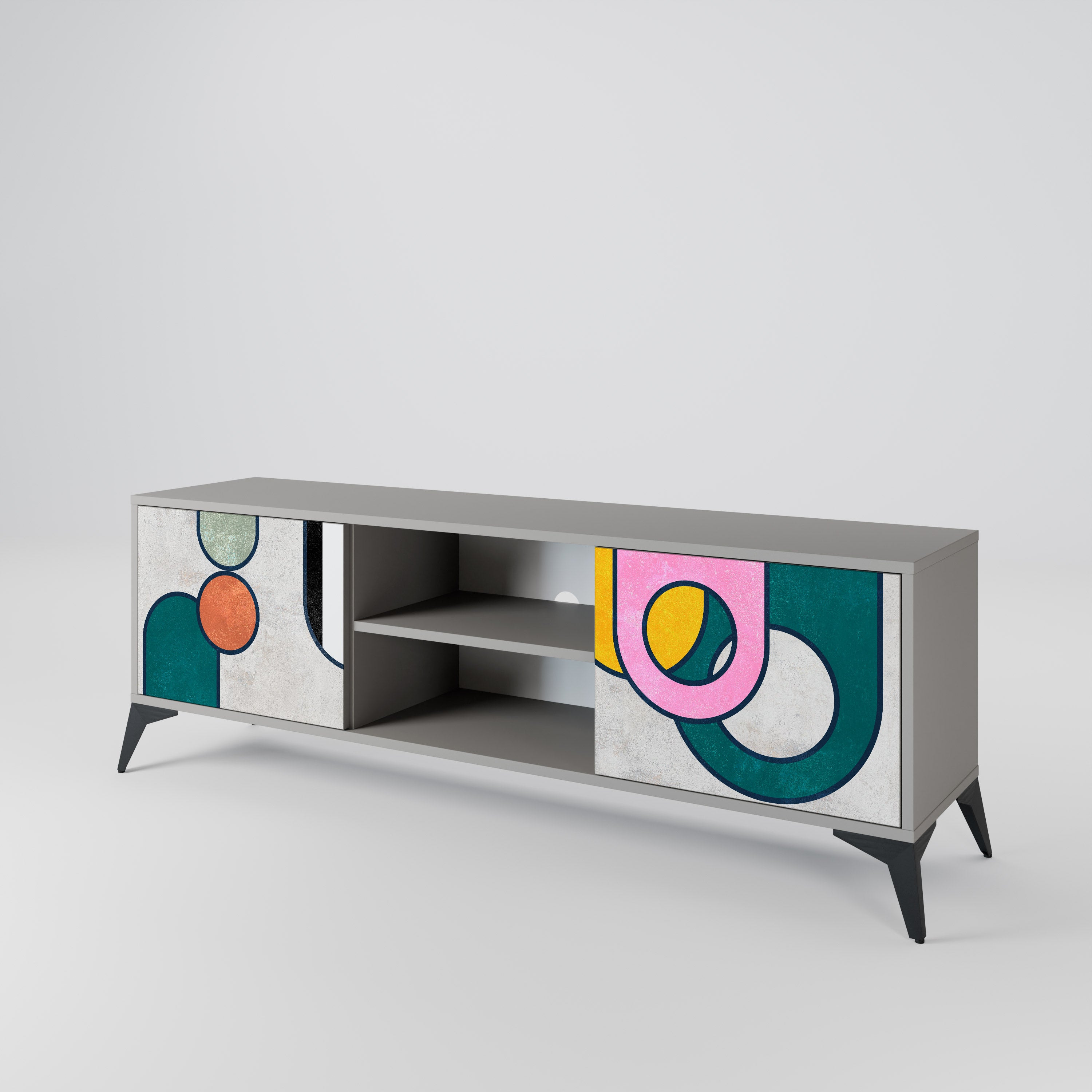 Mueble de TV de 2 puertas COOL STORY en acabado gris