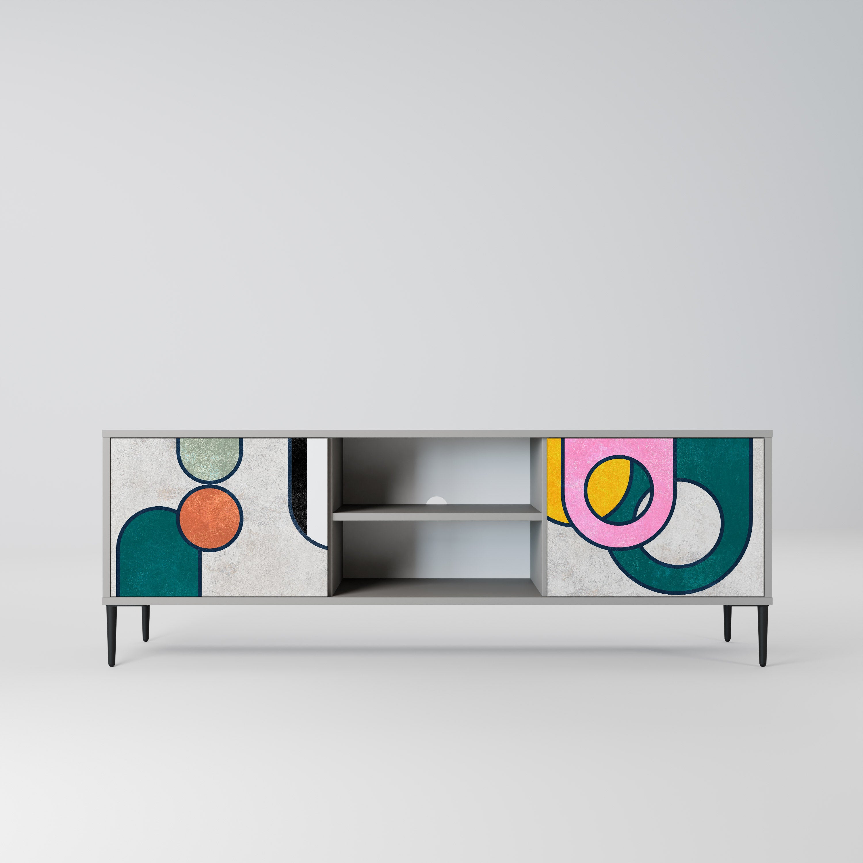 Mueble de TV de 2 puertas COOL STORY en acabado gris