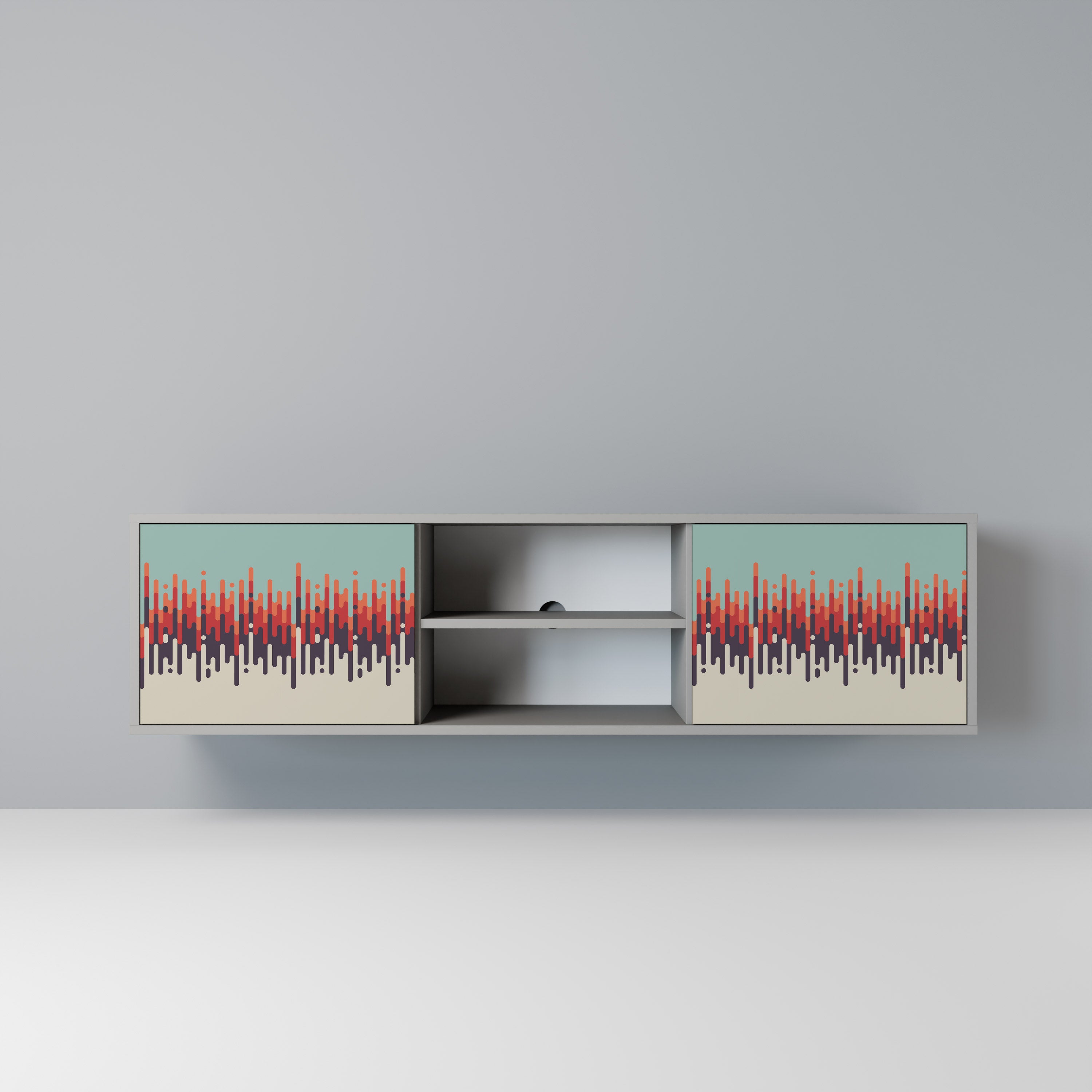 Mueble de TV de 2 puertas CHROMA CONTOURS en acabado gris