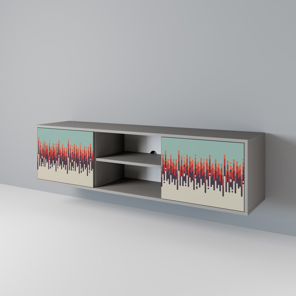 Mueble de TV de 2 puertas CHROMA CONTOURS en acabado gris