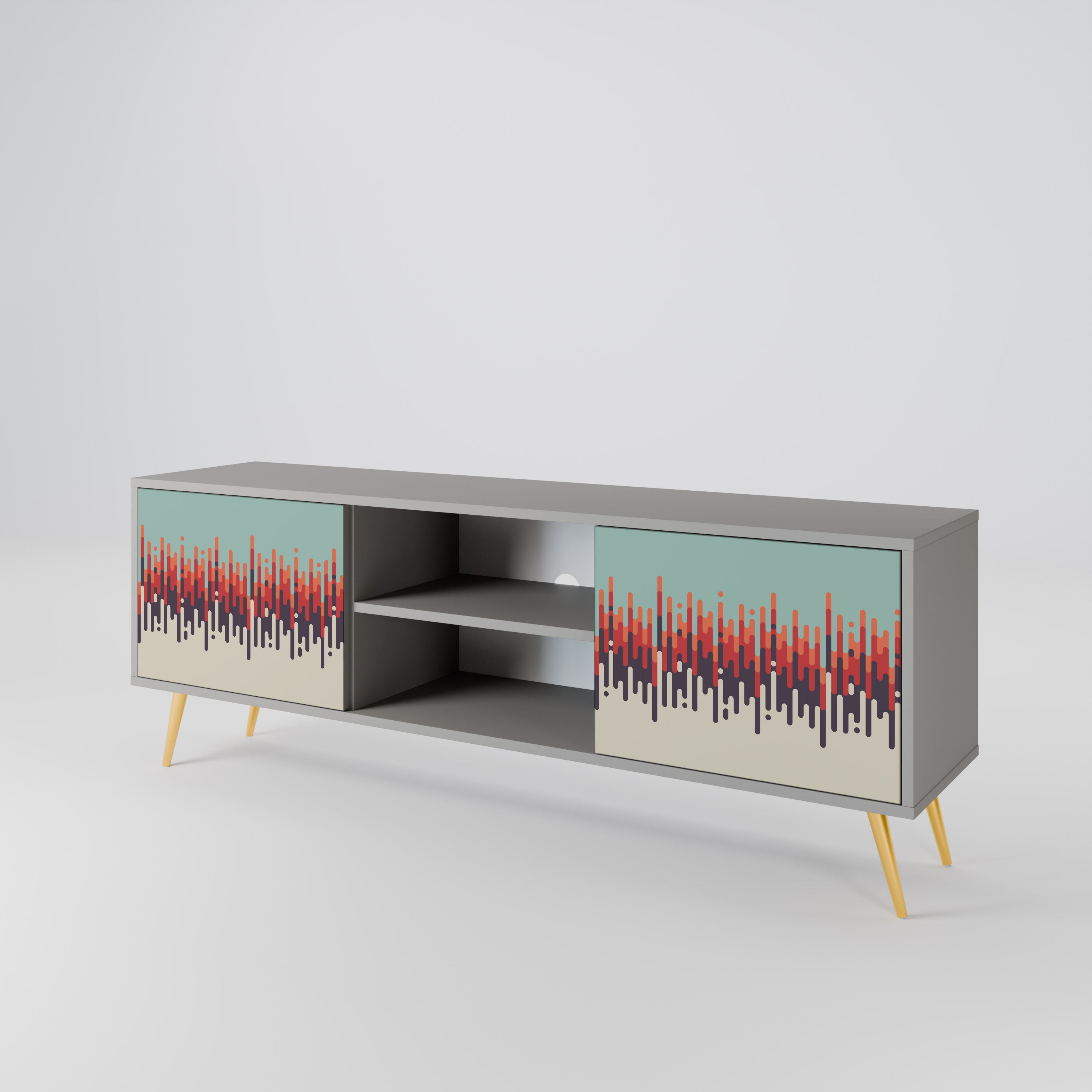 Mueble de TV de 2 puertas CHROMA CONTOURS en acabado gris