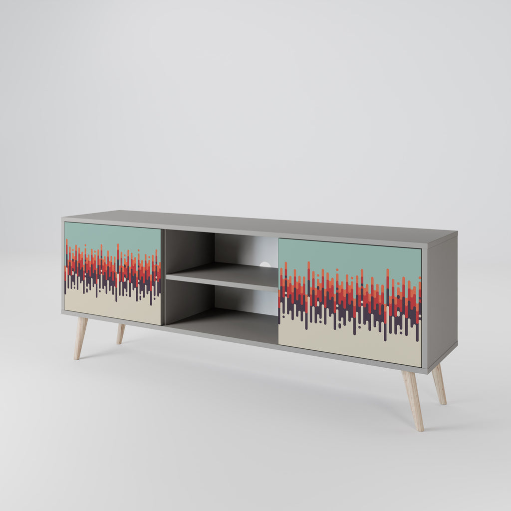 Mueble de TV de 2 puertas CHROMA CONTOURS en acabado gris