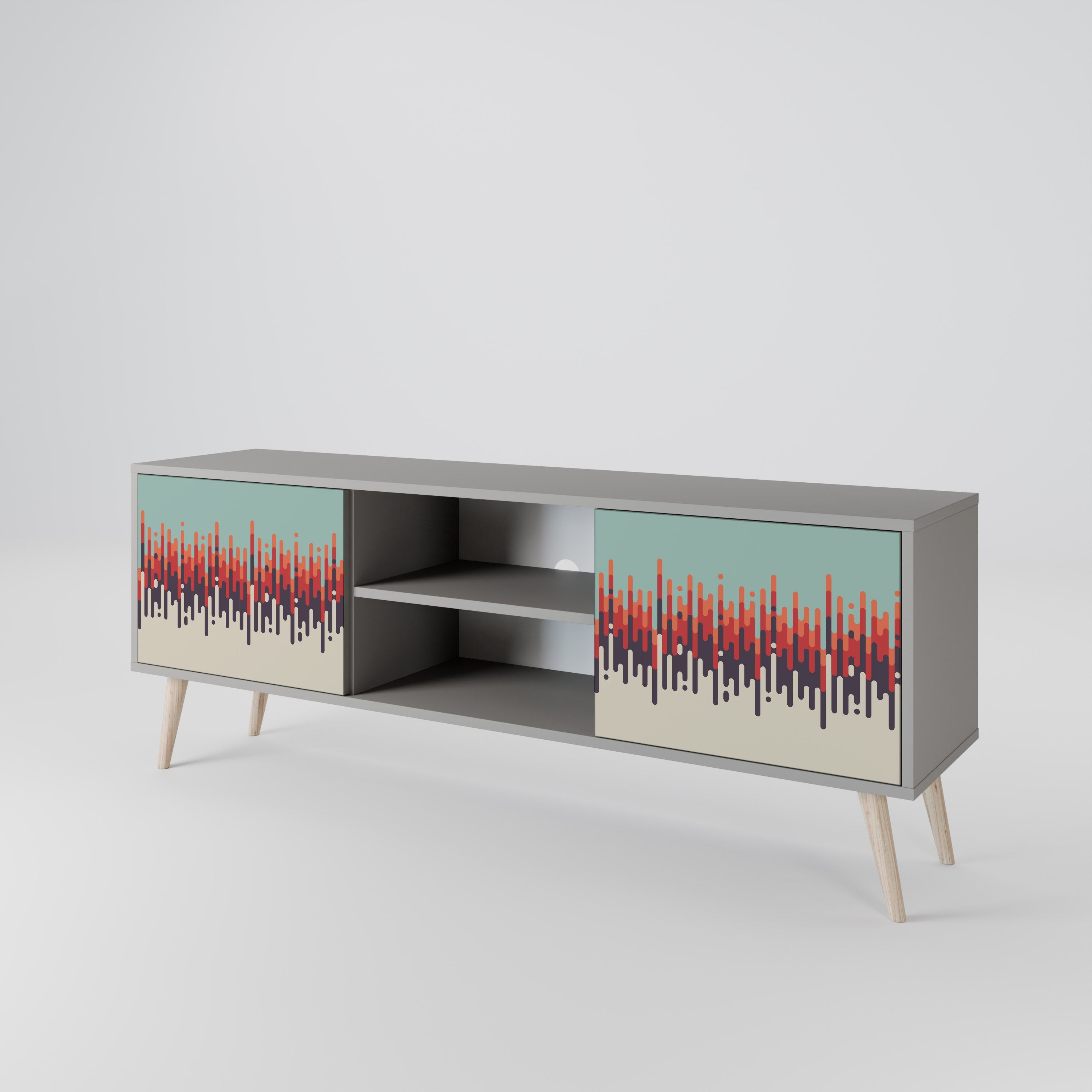 Mueble de TV de 2 puertas CHROMA CONTOURS en acabado gris