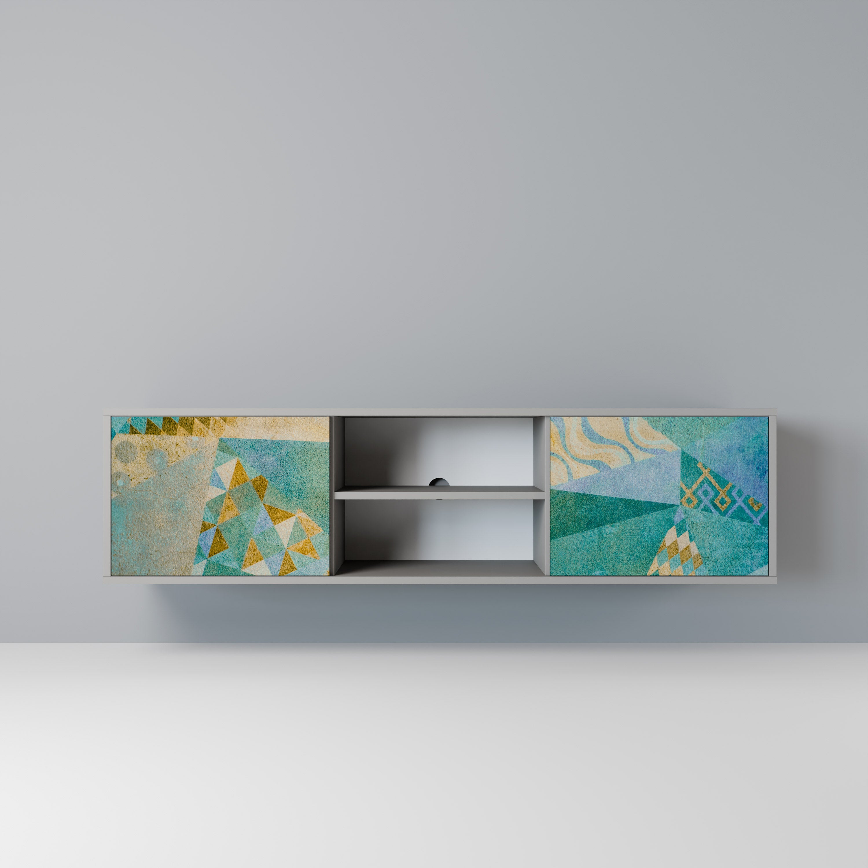 Mueble de TV de 2 puertas SPECTRUM SPLENDOR en acabado gris