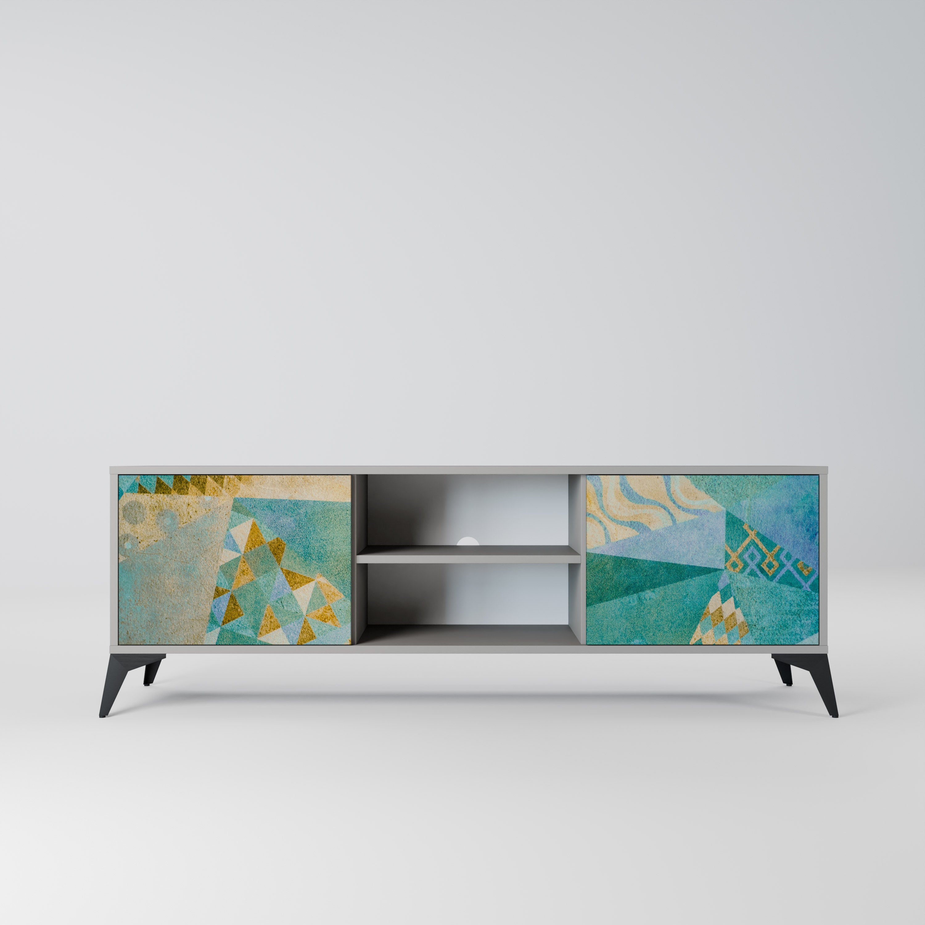 Mueble de TV de 2 puertas SPECTRUM SPLENDOR en acabado gris