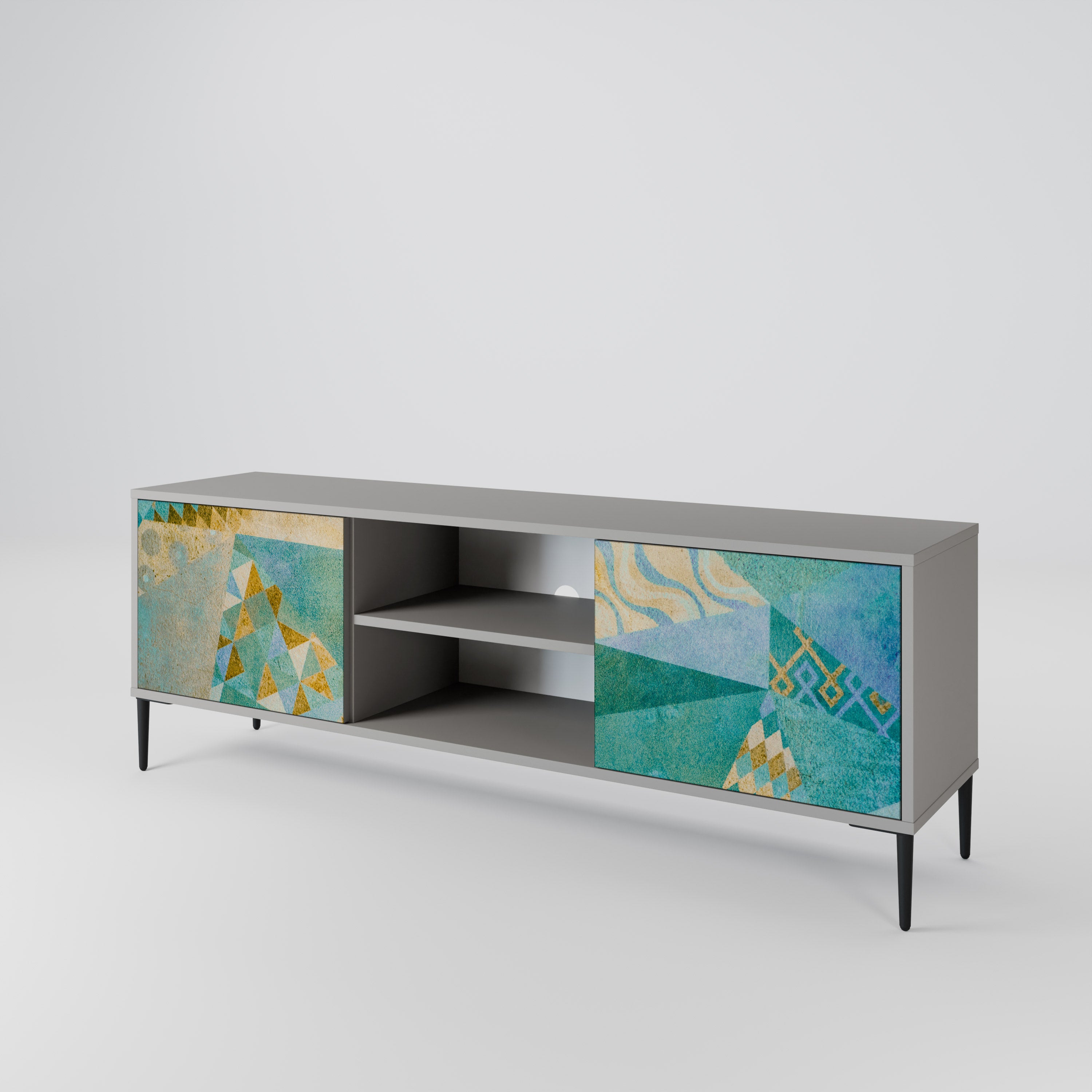 Mueble de TV de 2 puertas SPECTRUM SPLENDOR en acabado gris