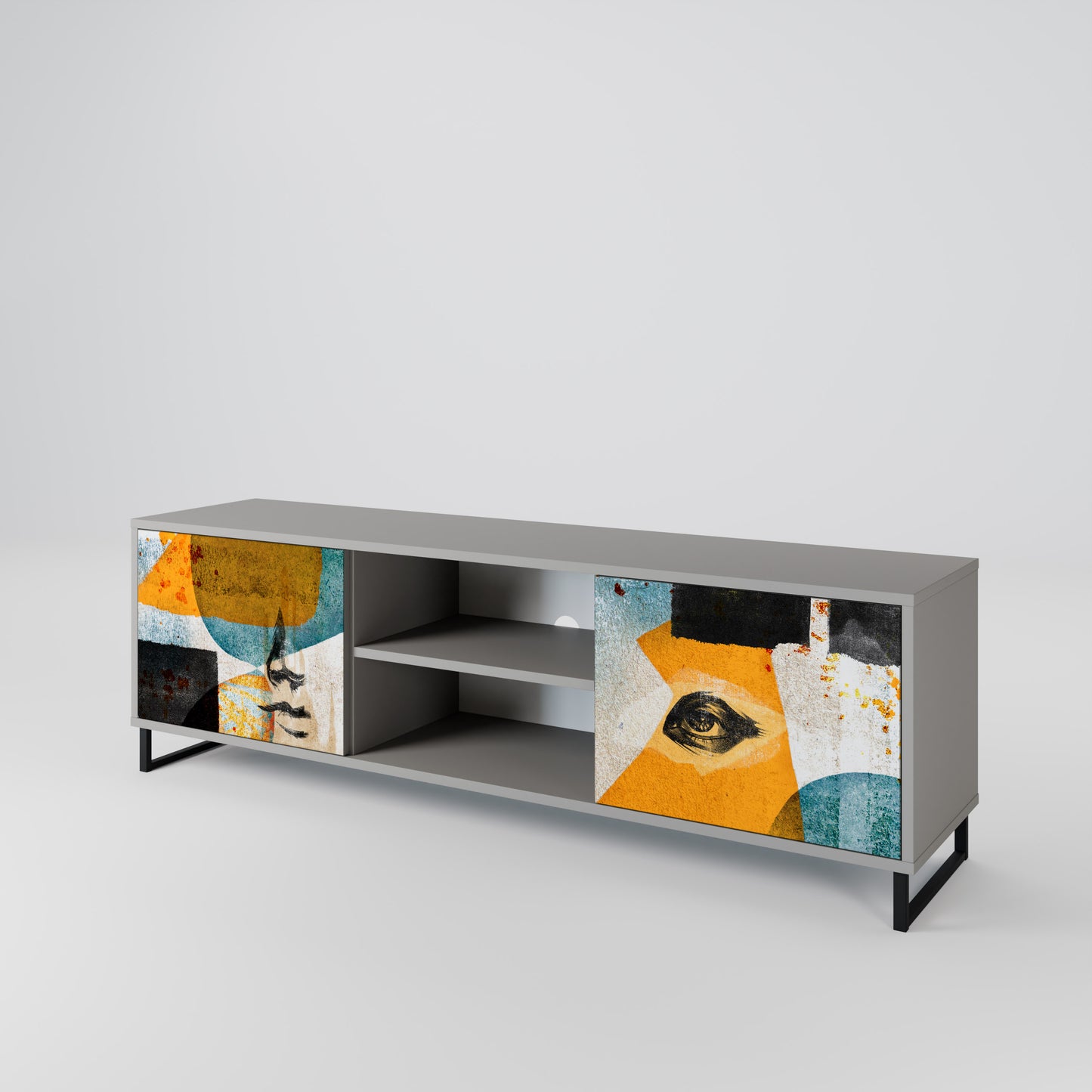 ABSTRACT FACES Mueble de TV de 2 Puertas
