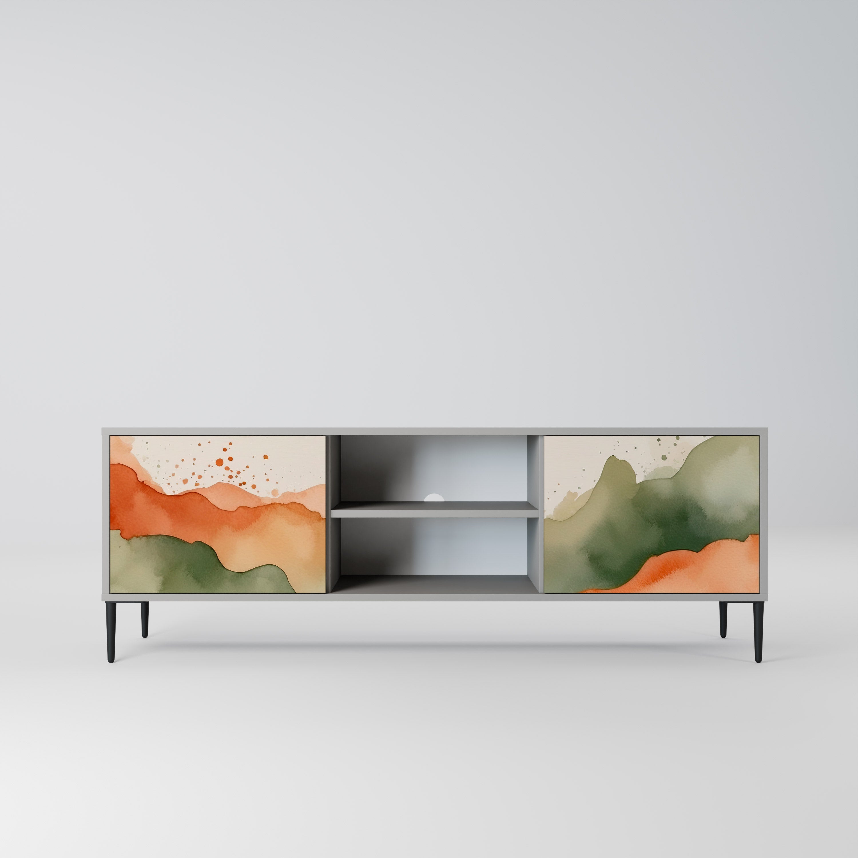 Mueble de TV WATERCOLOUR PEAKS de 2 puertas en acabado gris