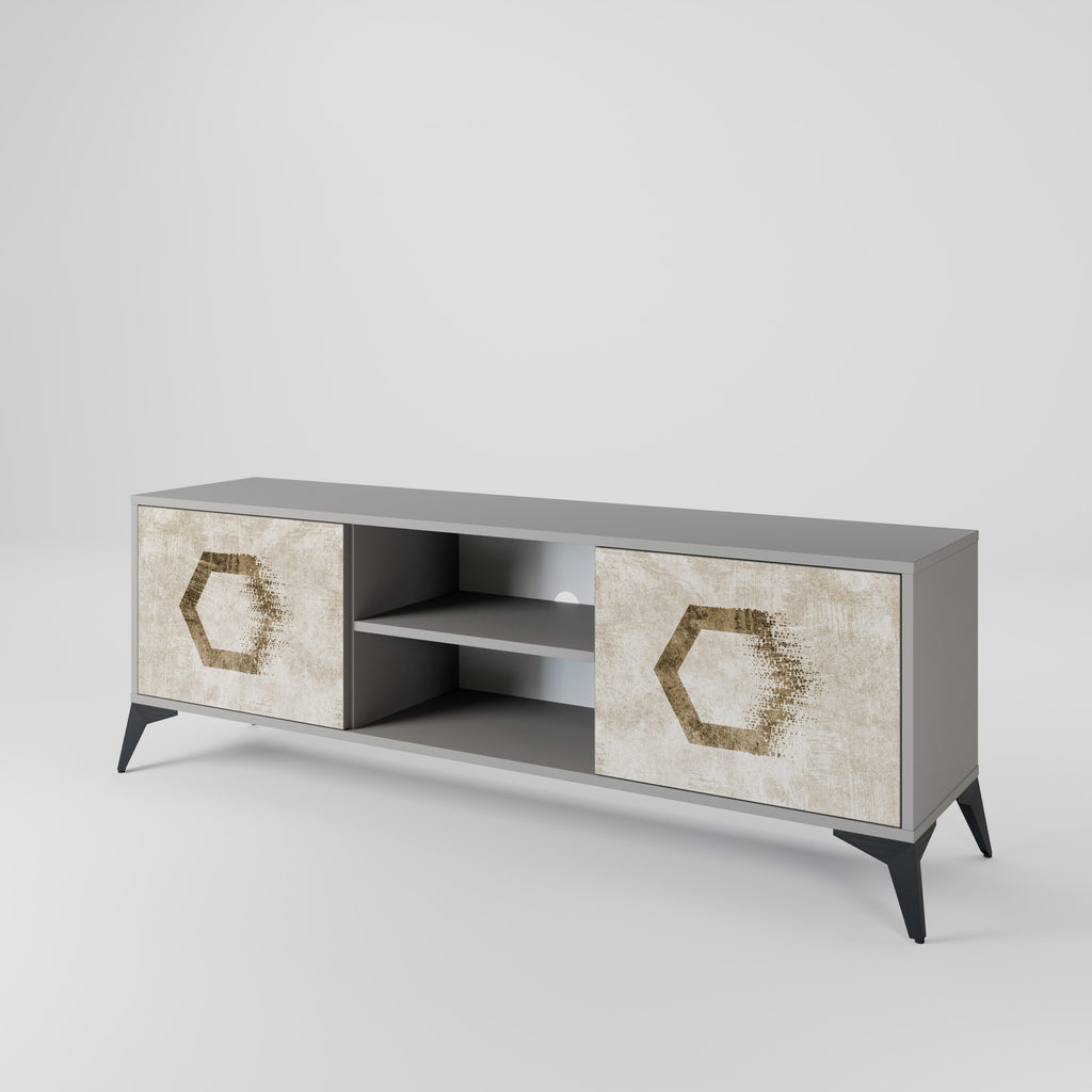Mueble de TV de 2 puertas HEXAGONAL SHAPES en acabado gris