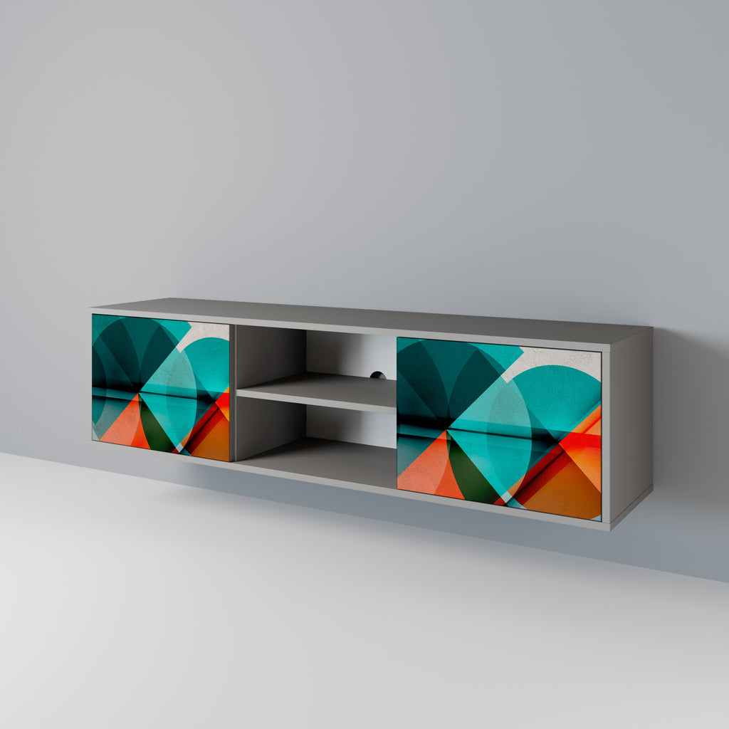 Mueble de TV CIRCULAR RHAPSODY de 2 puertas en acabado gris