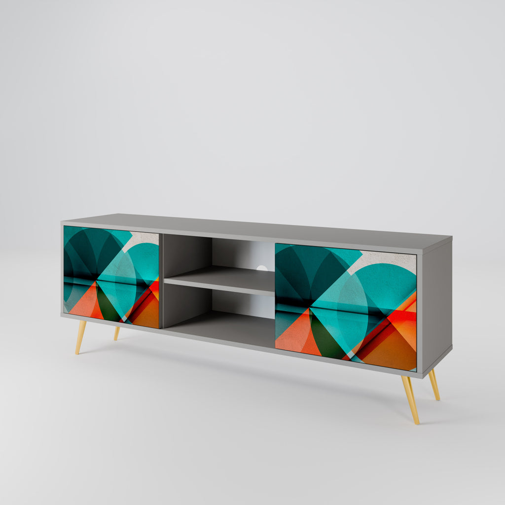 Mueble de TV CIRCULAR RHAPSODY de 2 puertas en acabado gris