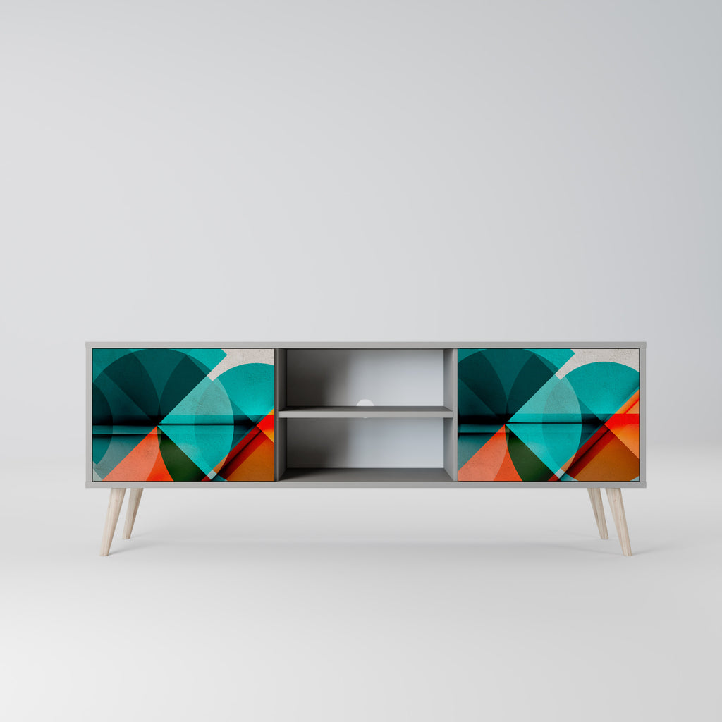 Mueble de TV CIRCULAR RHAPSODY de 2 puertas en acabado gris