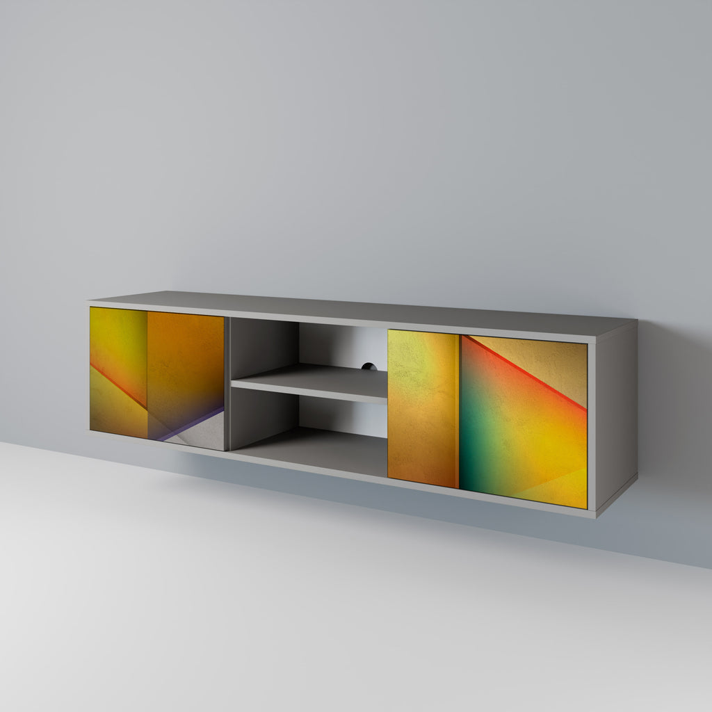 Mueble de TV de 2 puertas con acabado gris y nitidez penetrante