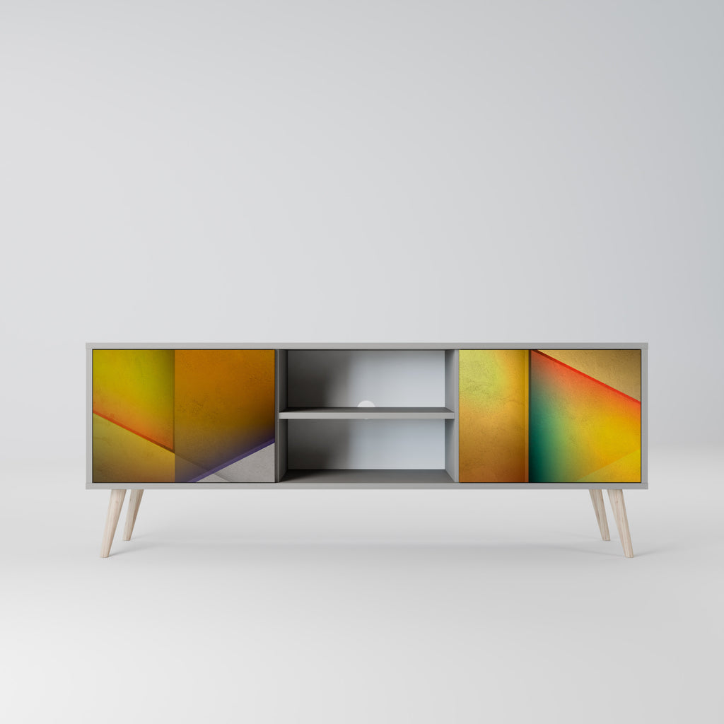 Mueble de TV de 2 puertas con acabado gris y nitidez penetrante