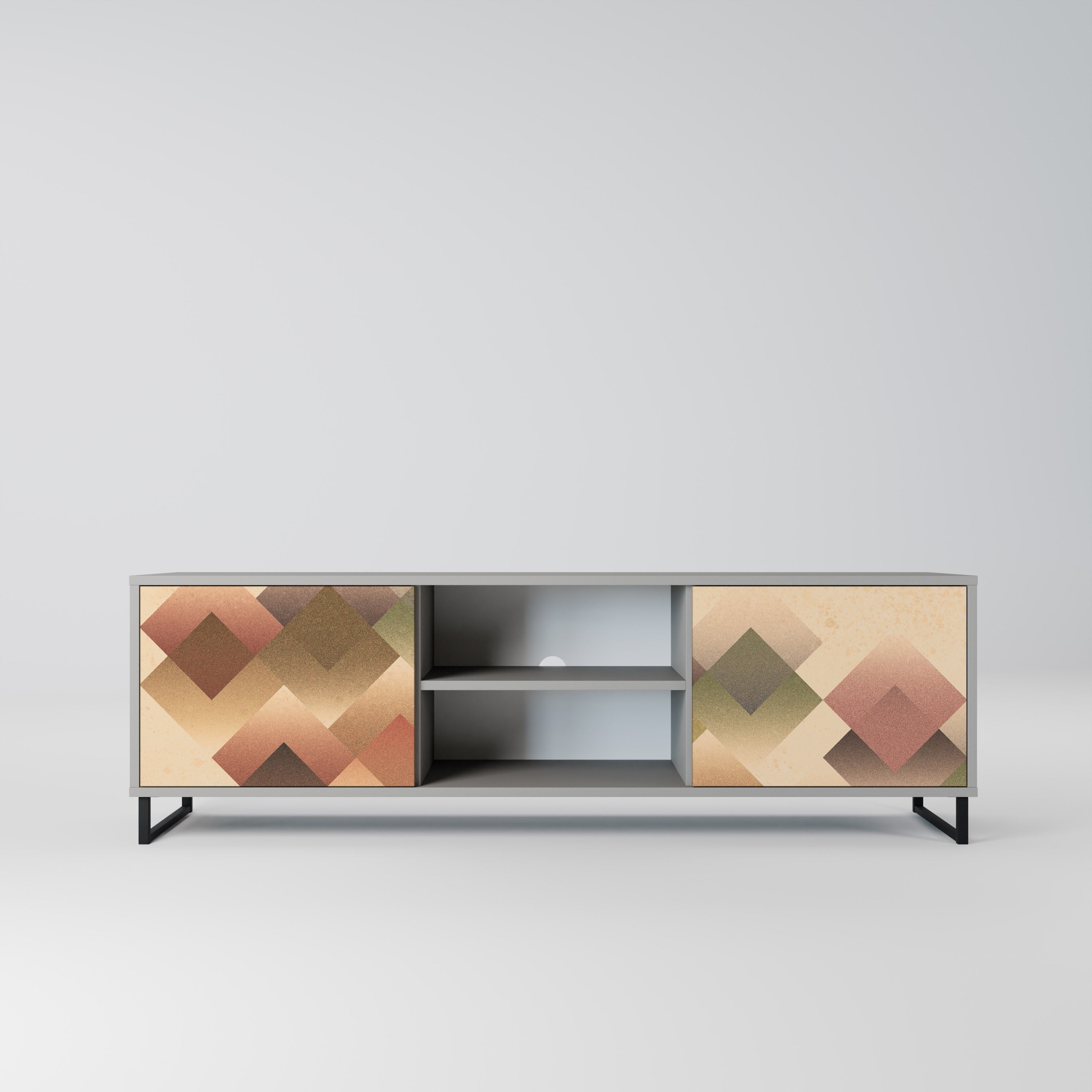 Mueble de TV GEOMETRIC FUSION de 2 puertas en acabado gris